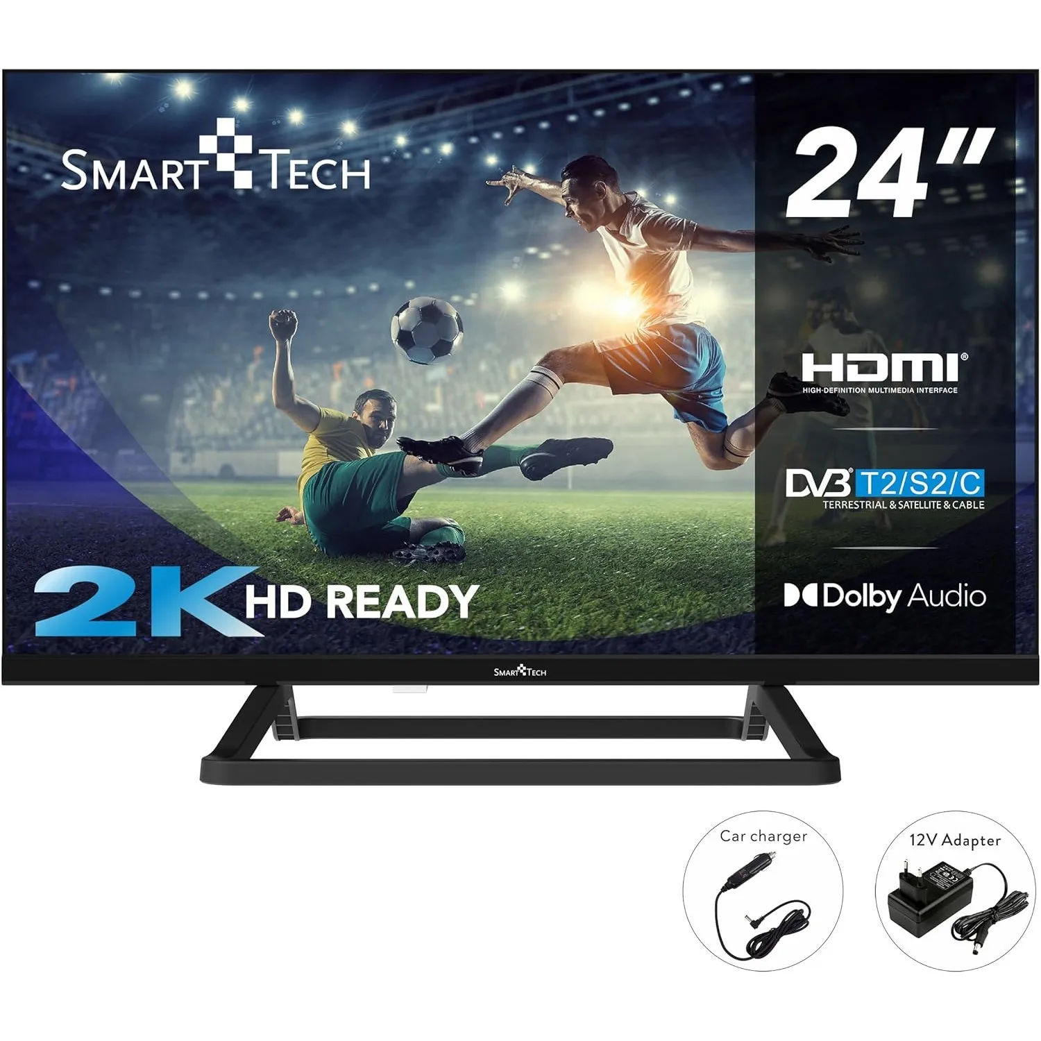 Smart Tech 24HN01V3CA 24 Zoll Fernseher - LED TV mit HD Auflösung, Camping TV mit 12V- Anschluss, Dolby Audio und Tripl…