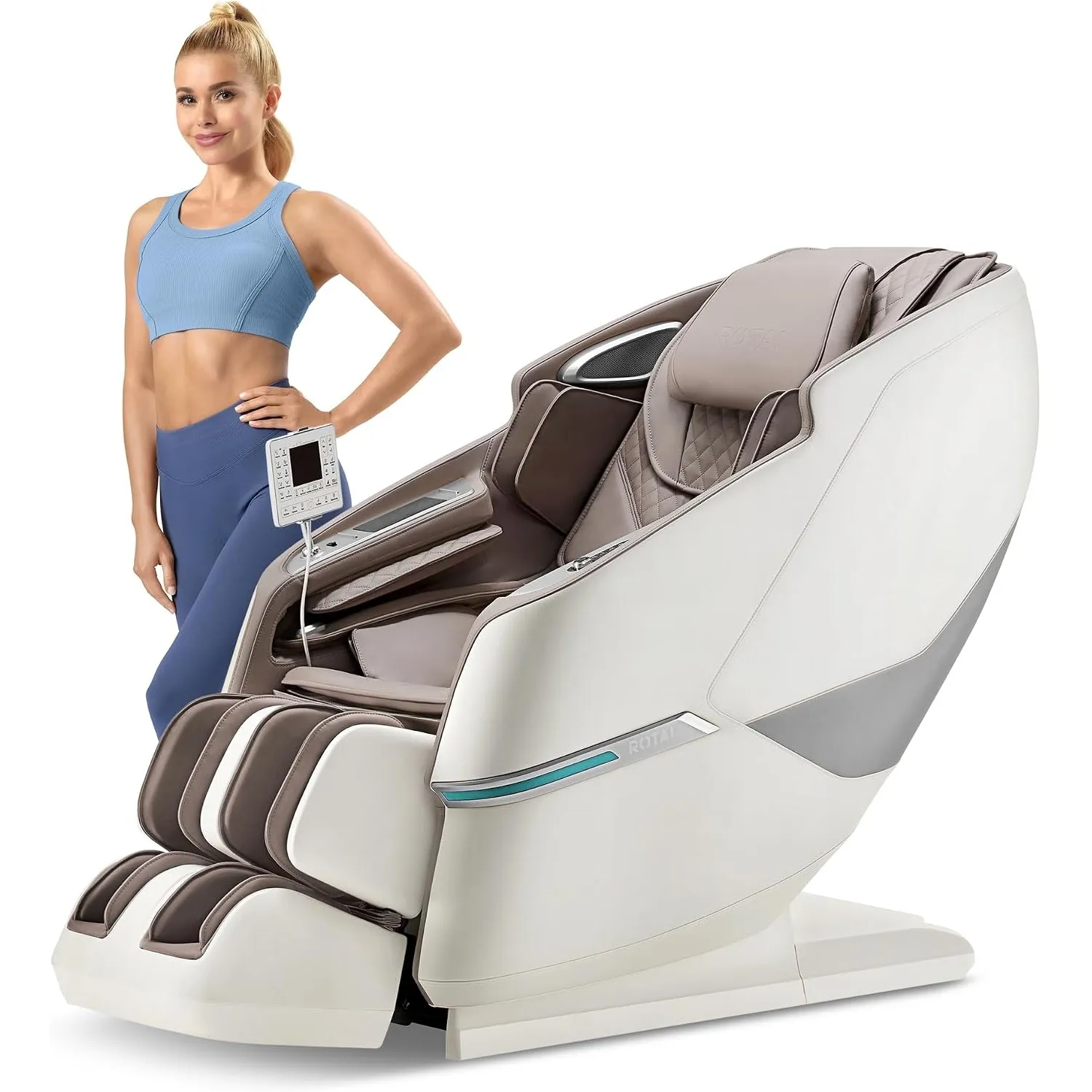 ROTAI Massagesessel 4D mit Doppelmotor, SL-Schiene & Zero-Gravity, Rückenheizung, Bluetooth-Lautsprecher – Tiefengewebe…