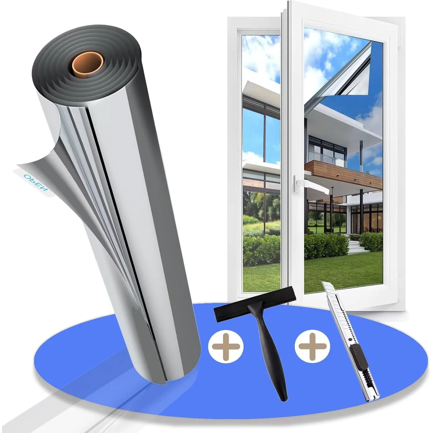 Hitzeschutzfolie Fenster außen & innen Sonnenschutzfolie Fenster UV Folie Spiegelfolie Fenster Sichtschutz Fensterfolie…