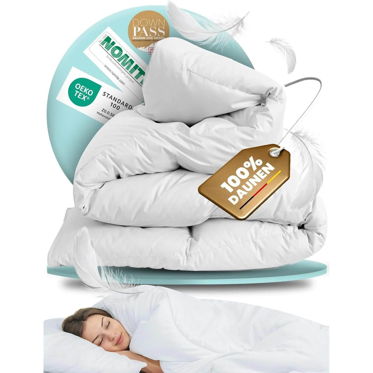BEFA NATUR Reine Daunendecke Sommer 155x220 cm | 100% Daunen | 250g Füllgewicht | Allergiker geeignet (NOMITE) | Tierwo…