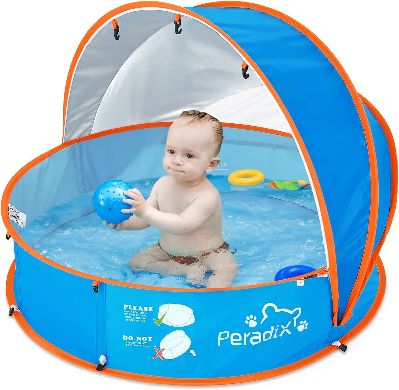 Peradix 4-in-1 Pop Up Baby Paddling Pool, Baby Pool with UV Protection Ball Pool, Baby Tent Beach Tent with Mosquito Ne…