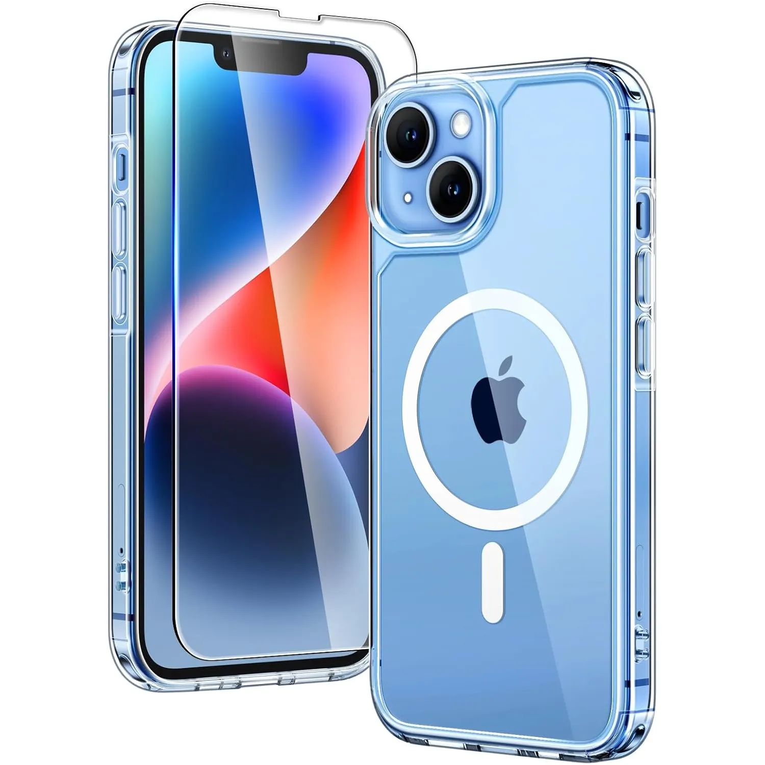 TAURI für iPhone 13/14 Hülle 6,1" mit Schutzfolie - Durchsichtig