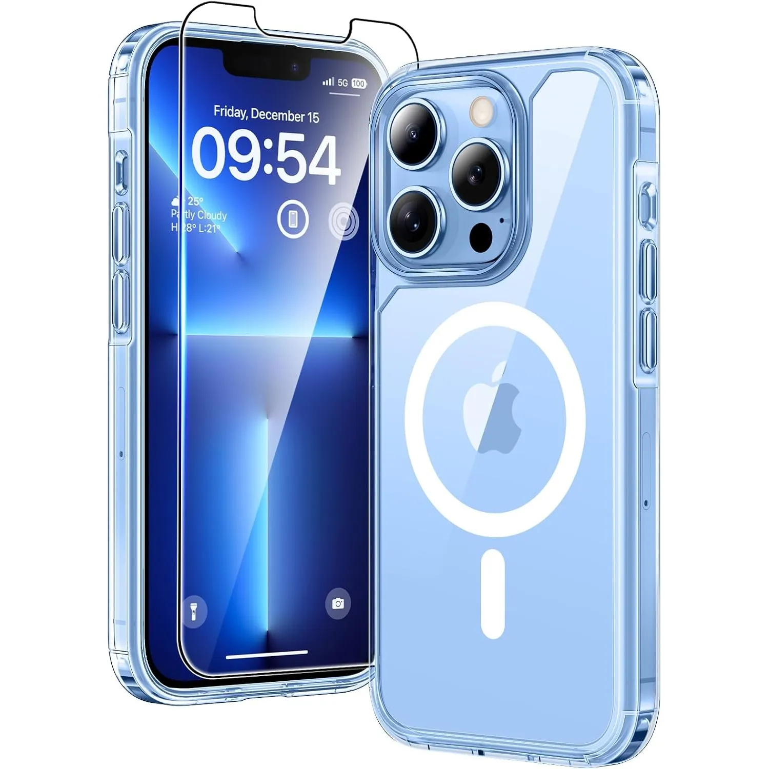 TAURI für iPhone 13 Pro Hülle 6,1" mit Schutzfolie - Durchsichtig