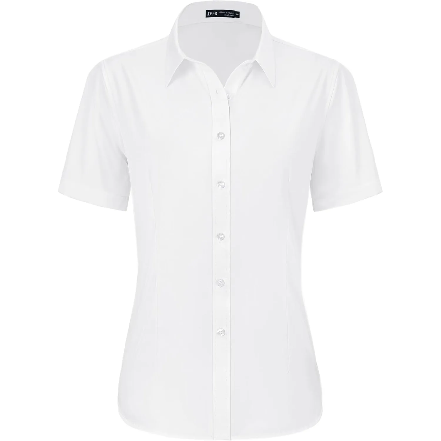 J.VER Bluse Damen Kurzarm Casual Businessbluse Regular Fit Knitterfrei Bügelleicht Sommershirts mit Knopleiste Freizeit…