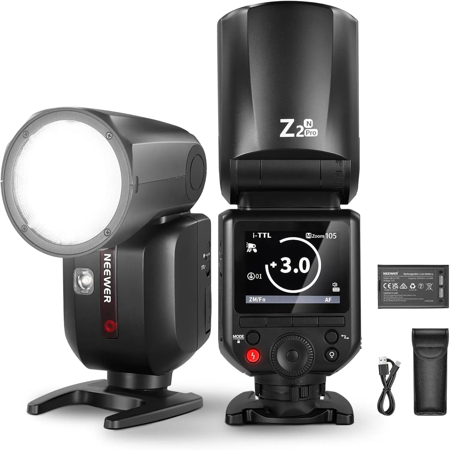 NEEWER Z2PRO-N 2,4G TTL Rundkopf Blitz Speedlite Kompatibel mit Nikon
