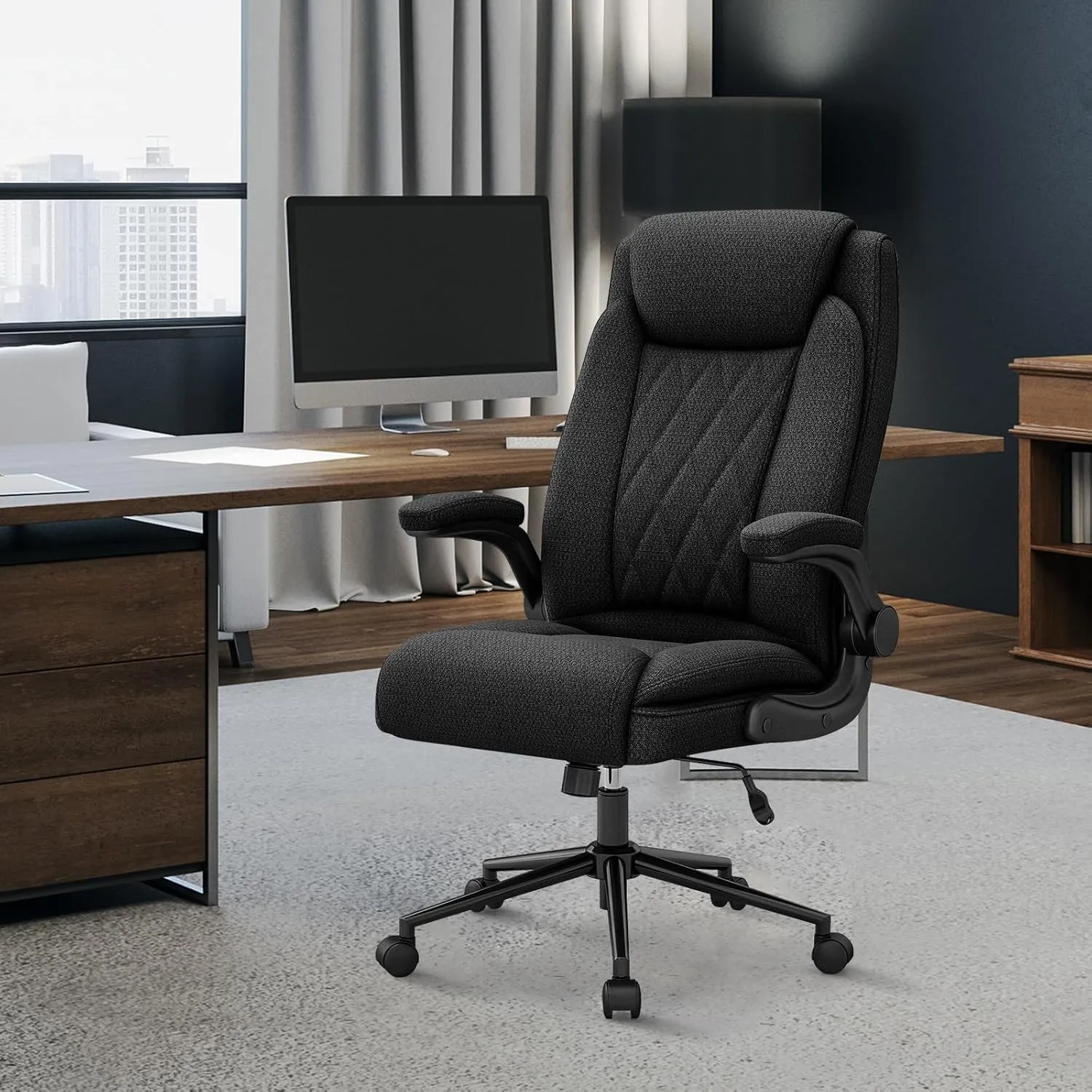 Youhauchair Bürostuhl Ergonomisch, Belastbarkeit: 200 kg, Schwarz