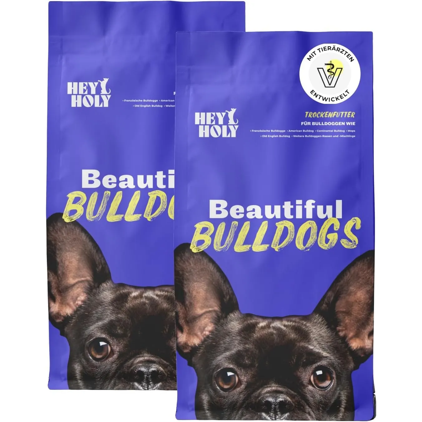HEY HOLY Premium Trockenfutter für Bulldoggen 100% getreidefrei | 14kg hypoallergenes Hundefutter für ausgewachsene Bul…