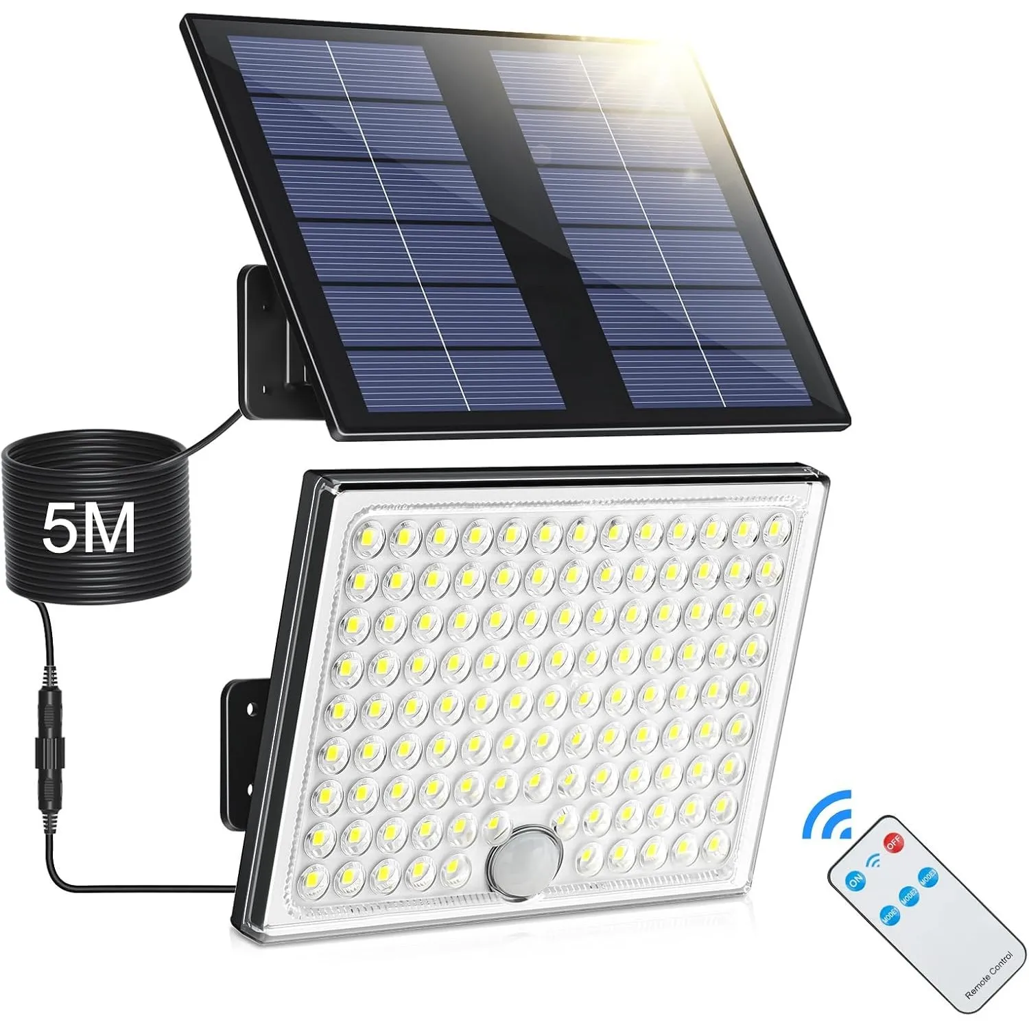 Realky Solarlampen für Außen mit Fernbedienung,Außenlampe mit bewegungsmelder,IP65 Wasserdichte Solarleuchte mit 5m Kab…