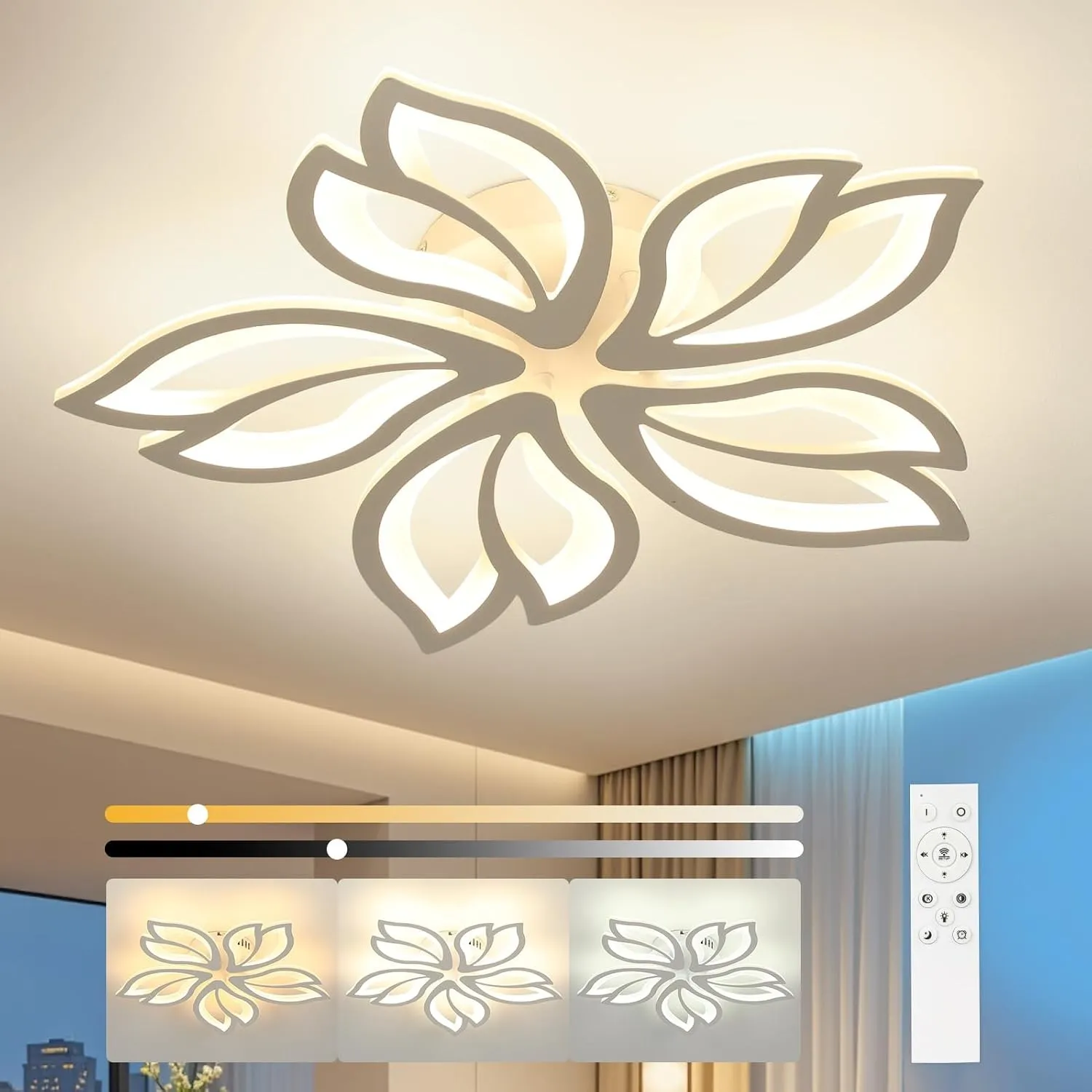 OTREN Deckenlampe Wohnzimmer LED Deckenleuchte, 60CM 48W Wohnzimmerlampe Dimmbar mit Fernbedienung, Lampe Decke Moderne…