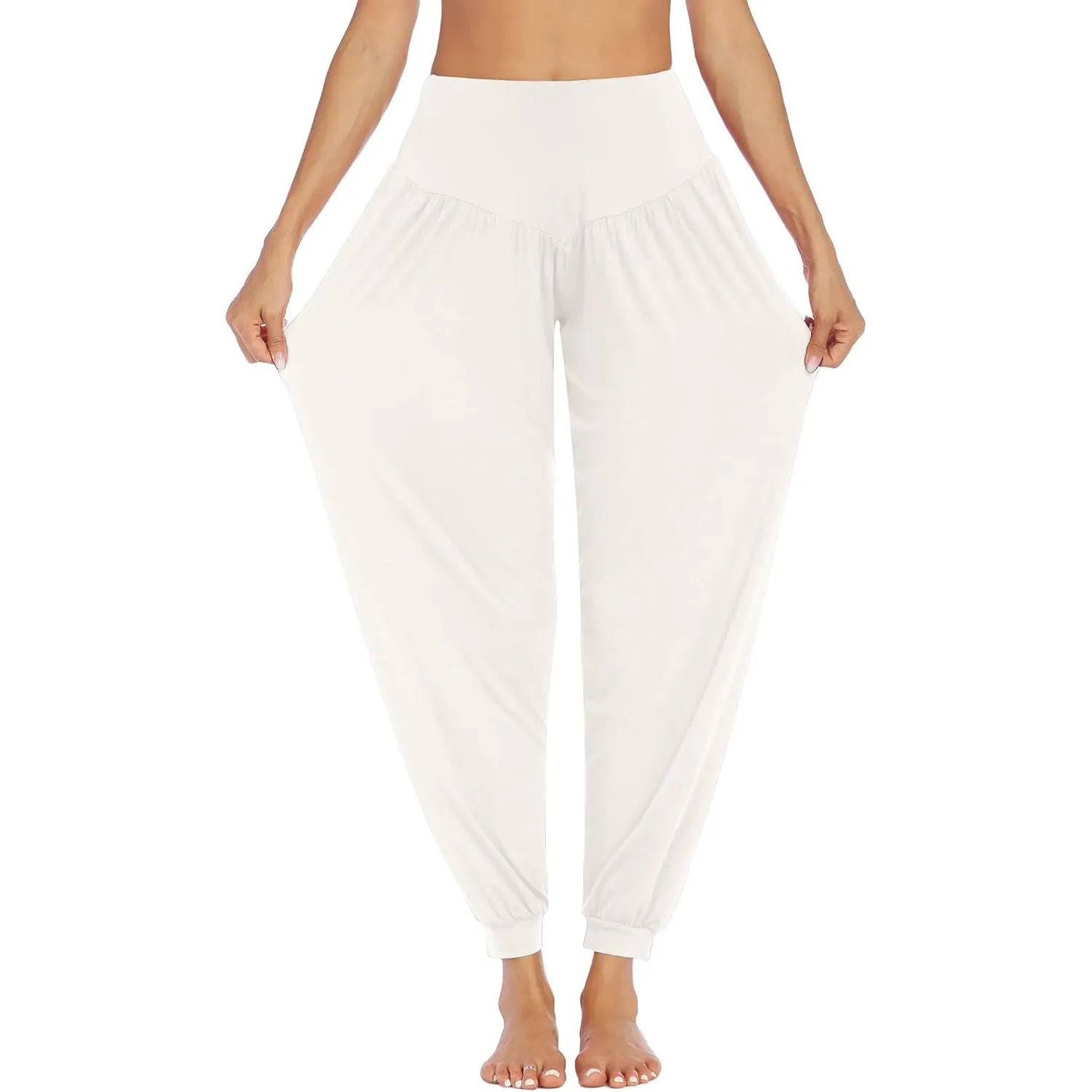 PINSPARK Yogahose Damen Lang Haremshose Sport Yoga Hose Curvy Jogginghose Oversize Pluderhosen Freizeithose Elegant Spo…