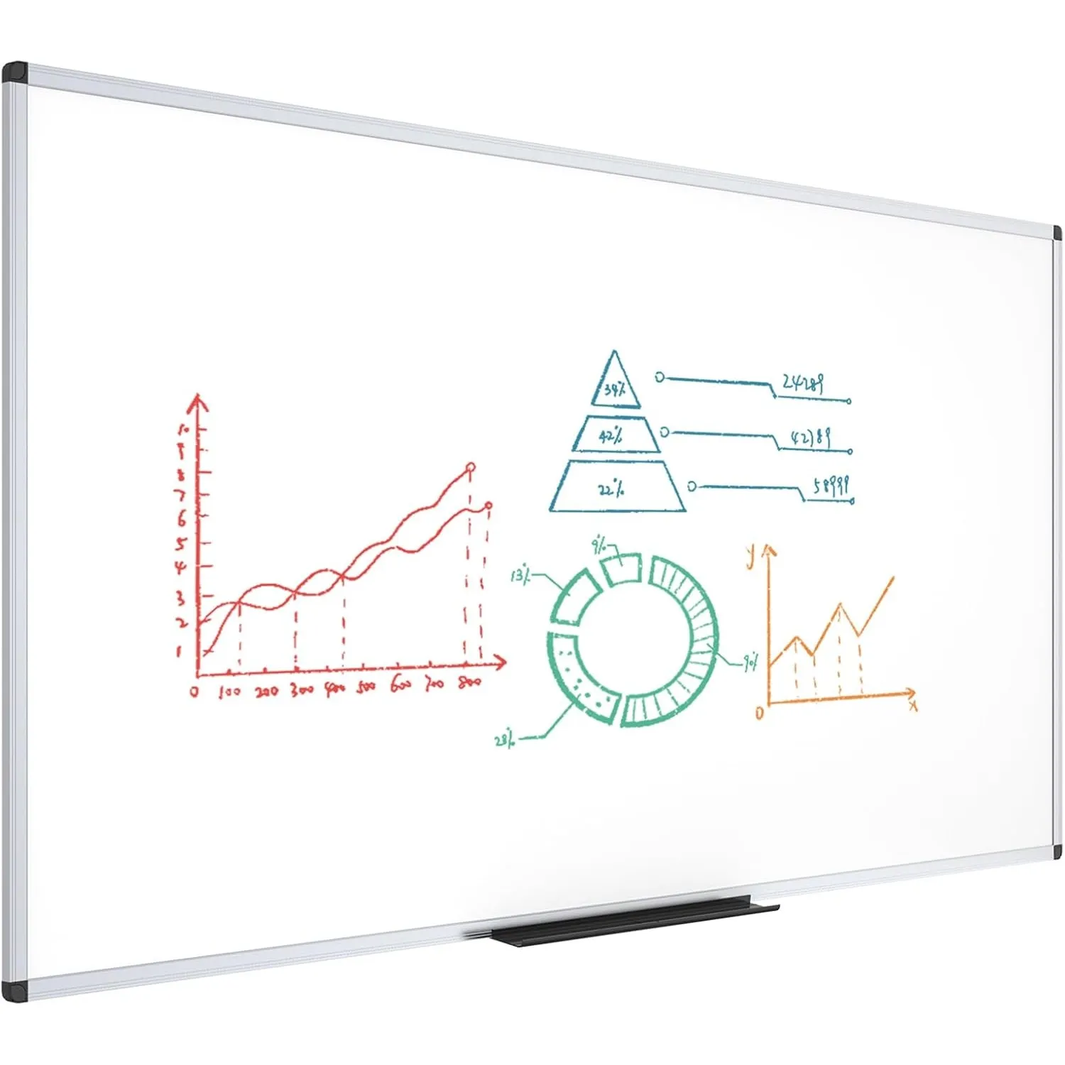 VIZ-PRO Magnetisches Whiteboard 240x100 cm, Trocken Abwischbar, Wandmontage