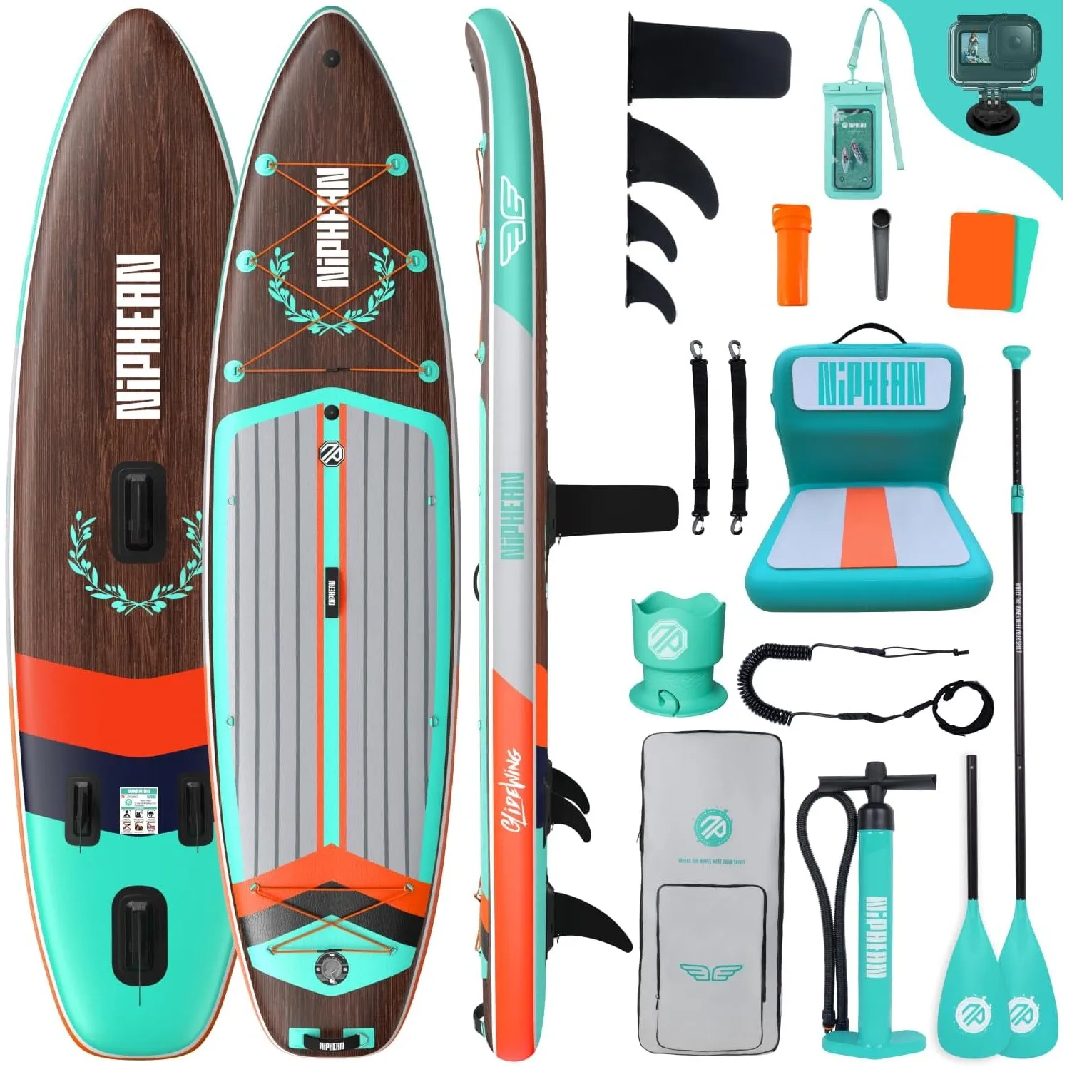 Niphean (Extra Groß) Stand Up Paddling Board, SUP für 2+1 Personen/Familien, SUP Board mit (Anfängergeeignet) StabilTra…