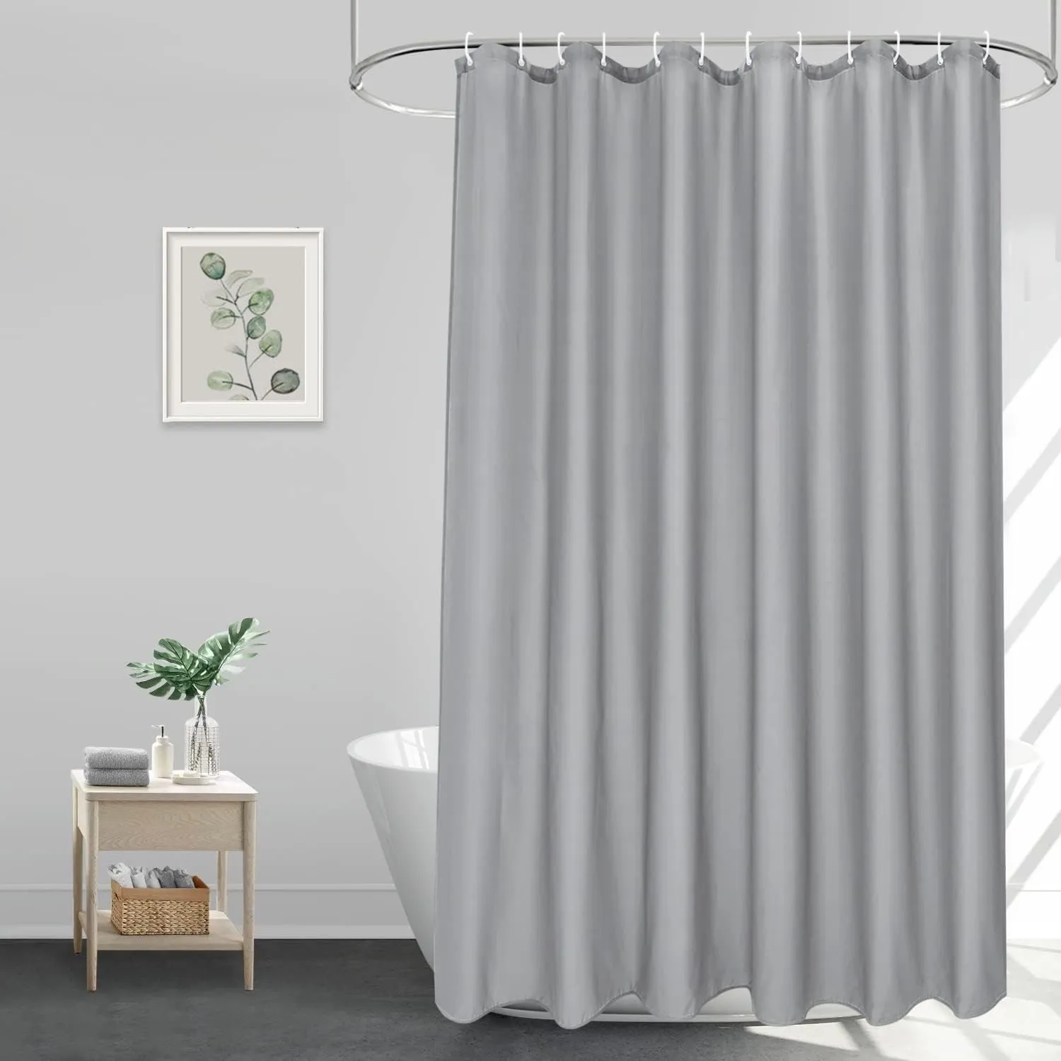 EurCross Grau 220 Lang Duschvorhang Textil Stoff Wasserdicht Duschvorhänge, Anti-Schimmel Waschbar Bad Vorhang 180x220 …