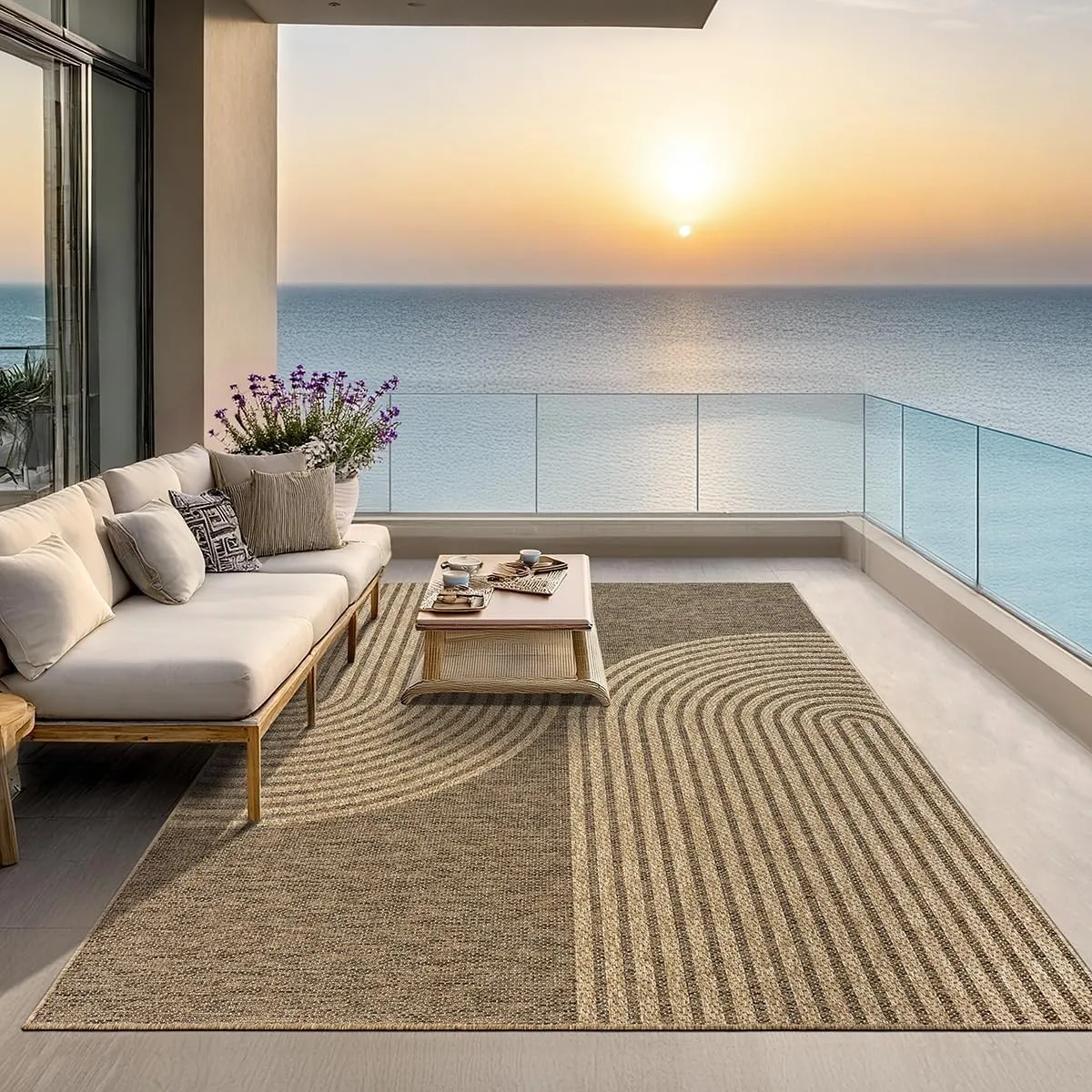 the carpet Kansas Outdoor Teppich – Wetterfester Indoor & Outdoor Teppich im Jute-Look für Balkon, Terrasse, Garten, Wo…
