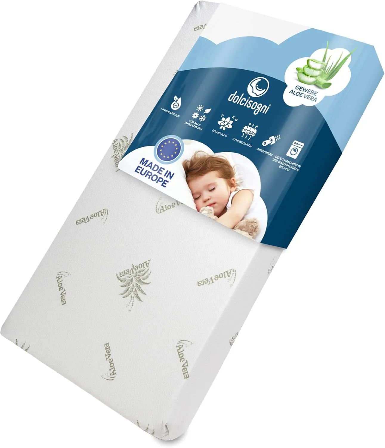 Matratze 70x140 cm – 10 cm Dicke, CertiPUR™ – Babybett Matratze 70x140 für Neugeborene & Kleinkinder – Aloe Vera Bezug – Kindermatratze 70x140