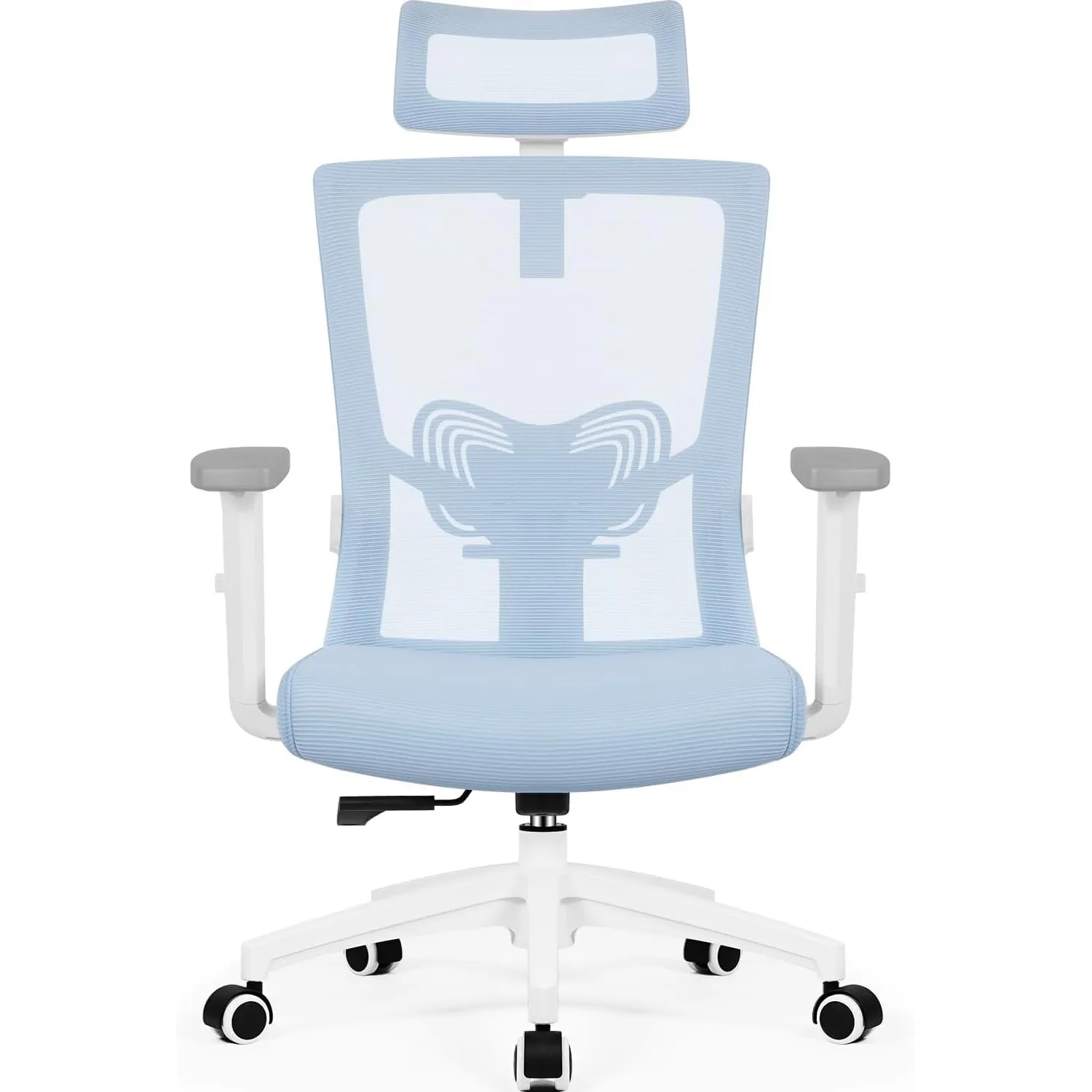Daccormax Bürostuhl Ergonomisch mit Einstellbarer Kopfstütze, Weiche Lendenwirbelstütze und Klappbaren Armlehnen, Schre…