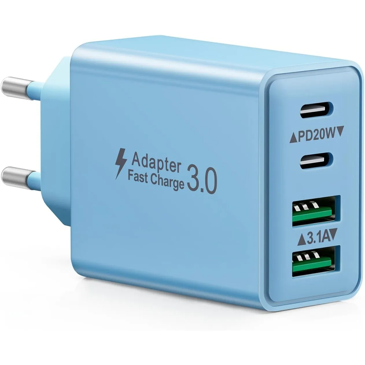 USB C Ladegerät, 40W 4 Ports USBC Stecker Mehrfach Schnellladegerät Typ Ladestecker mit PD Adapter+QC Ladegerät für iPh…