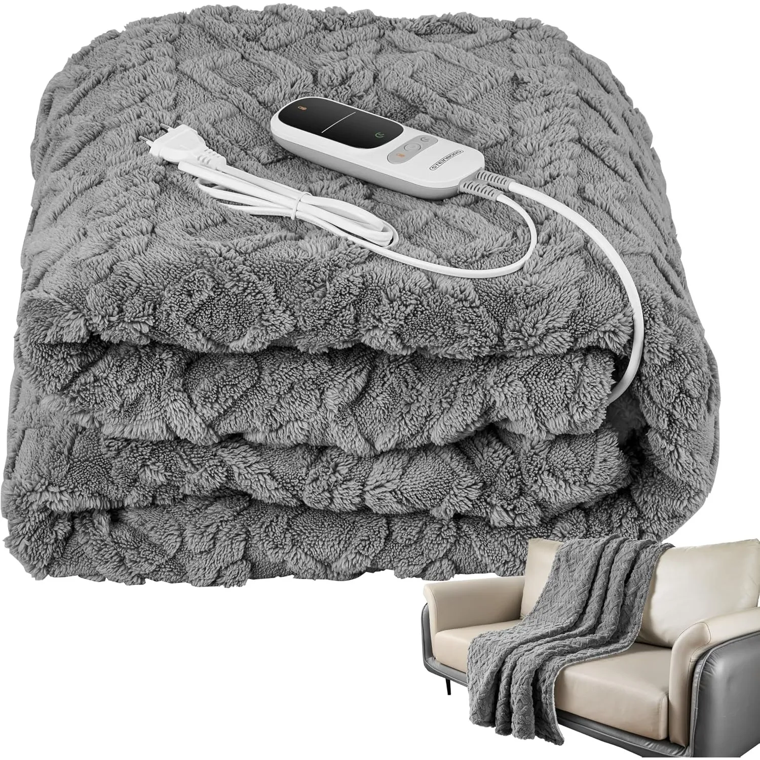 Heizdecke mit Abschaltautomatik Kuschelheizdecke 180x130cm elektrische Wärmedecke Kuscheldecke Bett Sofa Wärmezudecke T…
