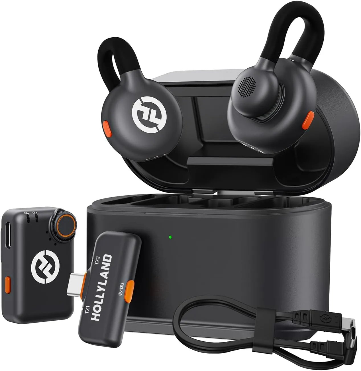 Hollyland Lark M2S Combo (Kamera RX+USB-C RX+ Lightning-Kabel) Kabelloses Lavaliermikrofon für iPhone/Kamera/Android/PC…