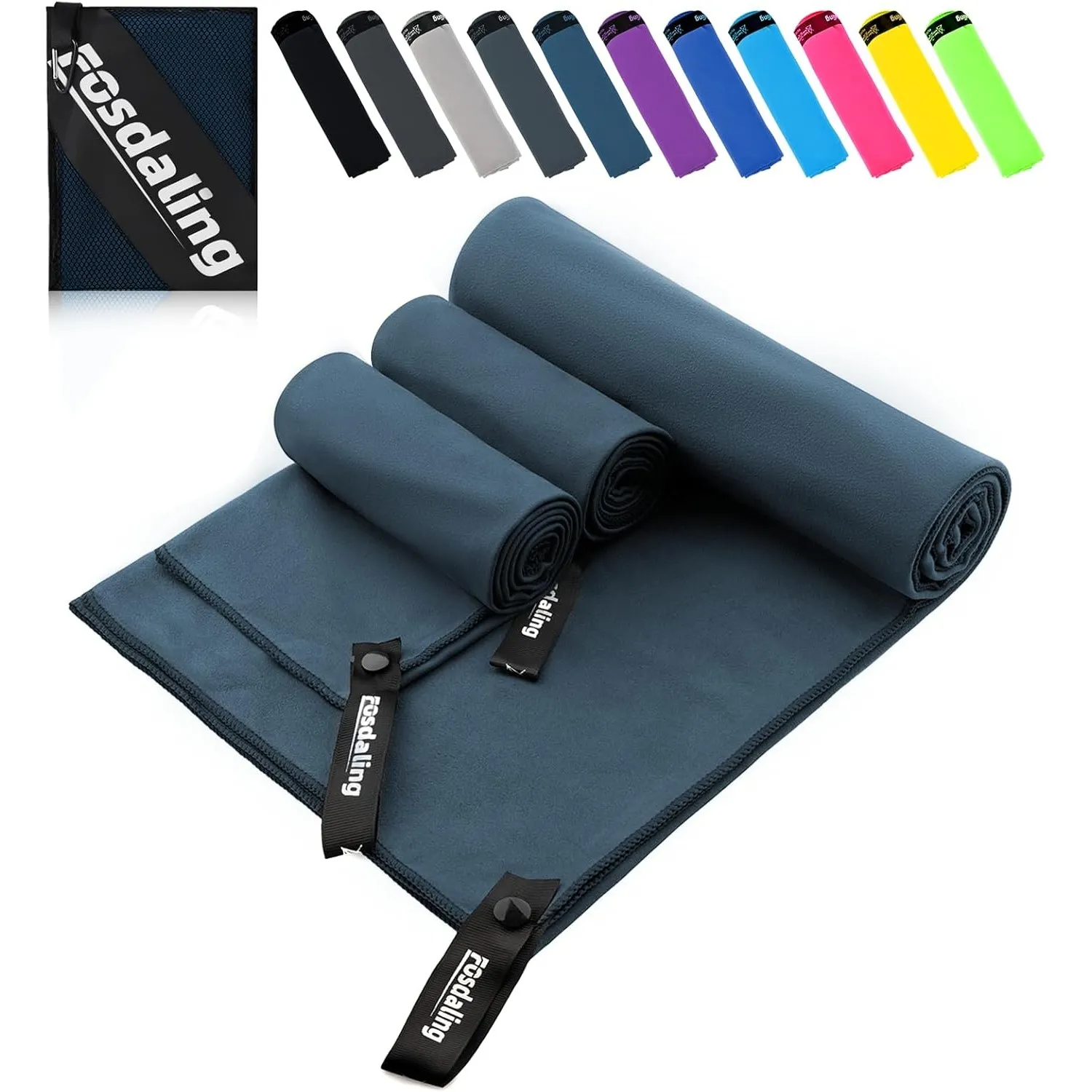 Mikrofaser Handtuch 3er Set - Groß 200×100cm & 2 Klein 80×40cm, Schnelltrocknend Microfaser Sporthandtuch, für Reisehan…