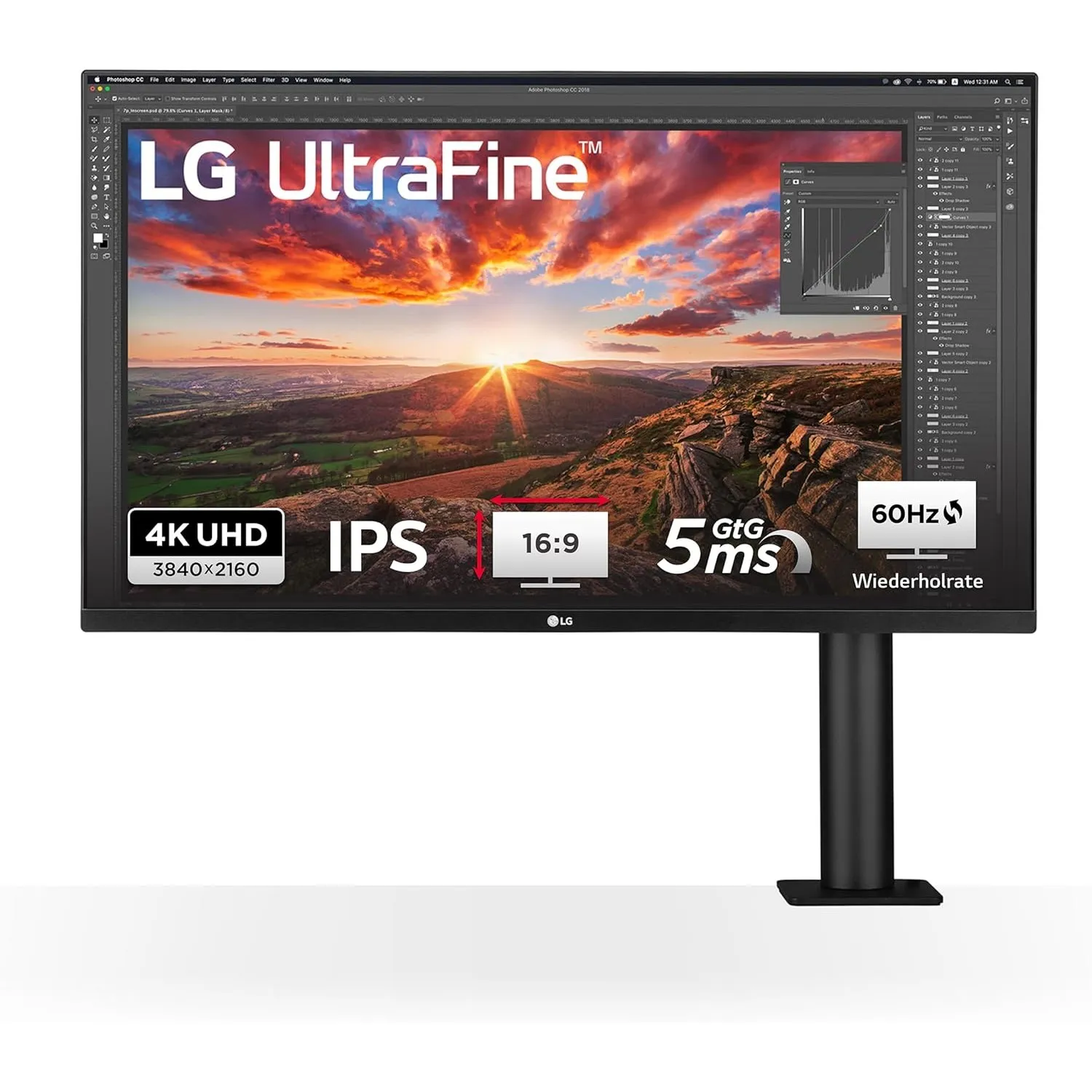 LG Ultrafine Ergo 32UN880K-B.AEU (32 Zoll) 4K UHD IPS Monitor, HDR10, USB-C (60W), Ergonomischer Standfuß, Schwarz