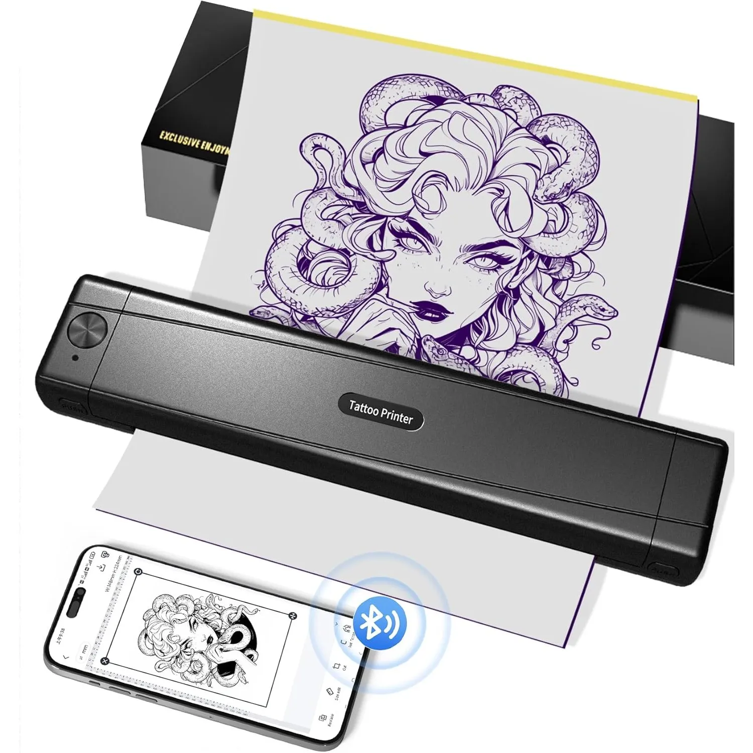 TATTMUSE A887 Tattoo Stencil Drucker, Bluetooth Schablone Drucker | Tattoo Drucker für Künstler und Anfänger, Kompatibe…