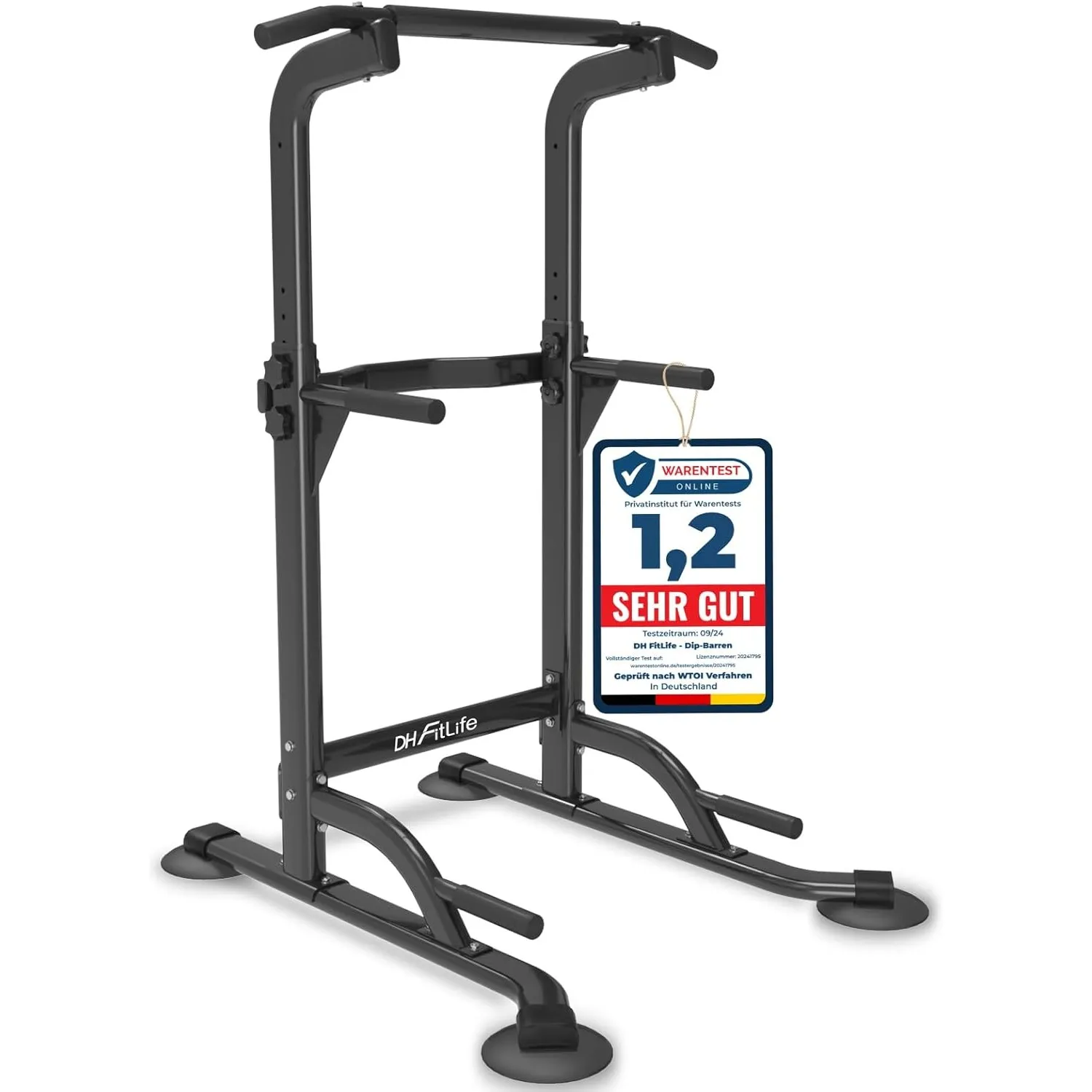 DH FitLife Klimmzugstange freistehend, Power Tower Dip Station bis 150kg