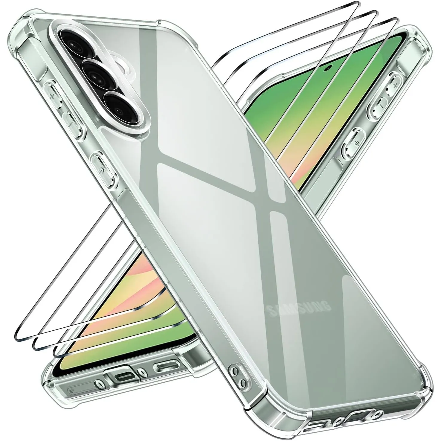 iVoler Nie Vergilbung Klar Hülle für Samsung Galaxy A56 5G mit Stoßfest Schutzecken, 1 Handyhülle mit 3 Stück Panzer Sc…