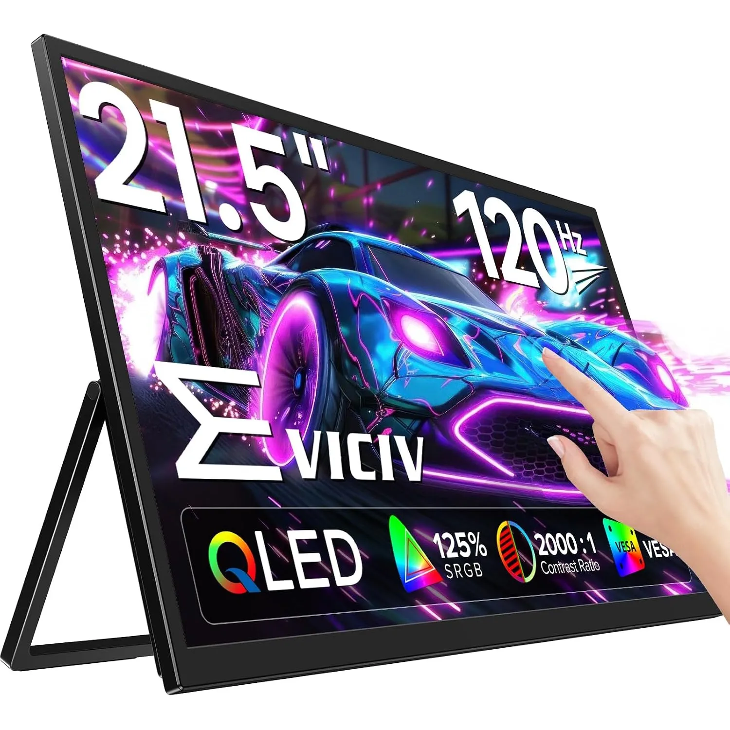 EVICIV Portable Monitor Touchscreen 21,5" 120Hz QLED 1080P 125% sRGB 2000:1
