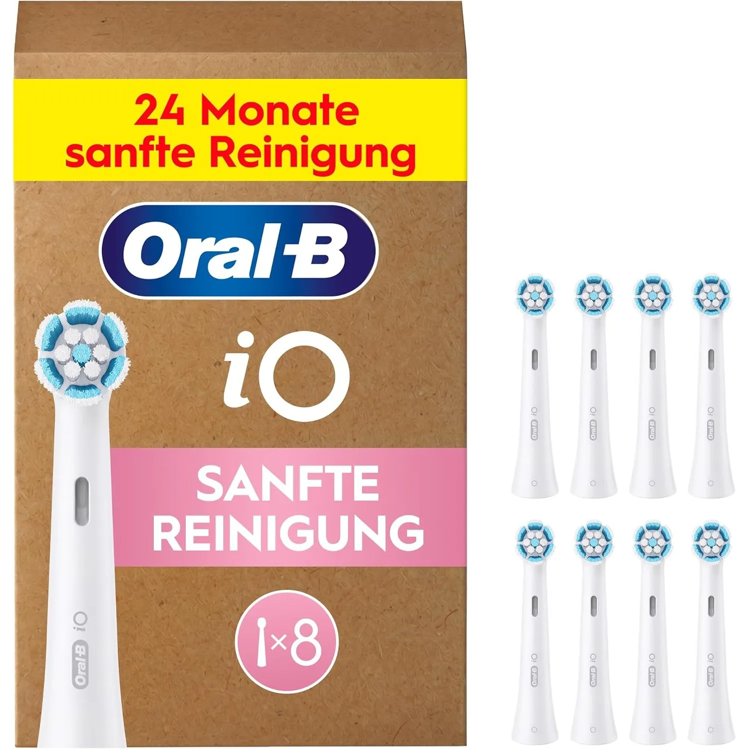Oral-B iO Aufsteckbürsten Sanfte Reinigung, Weiß, 8 Stück