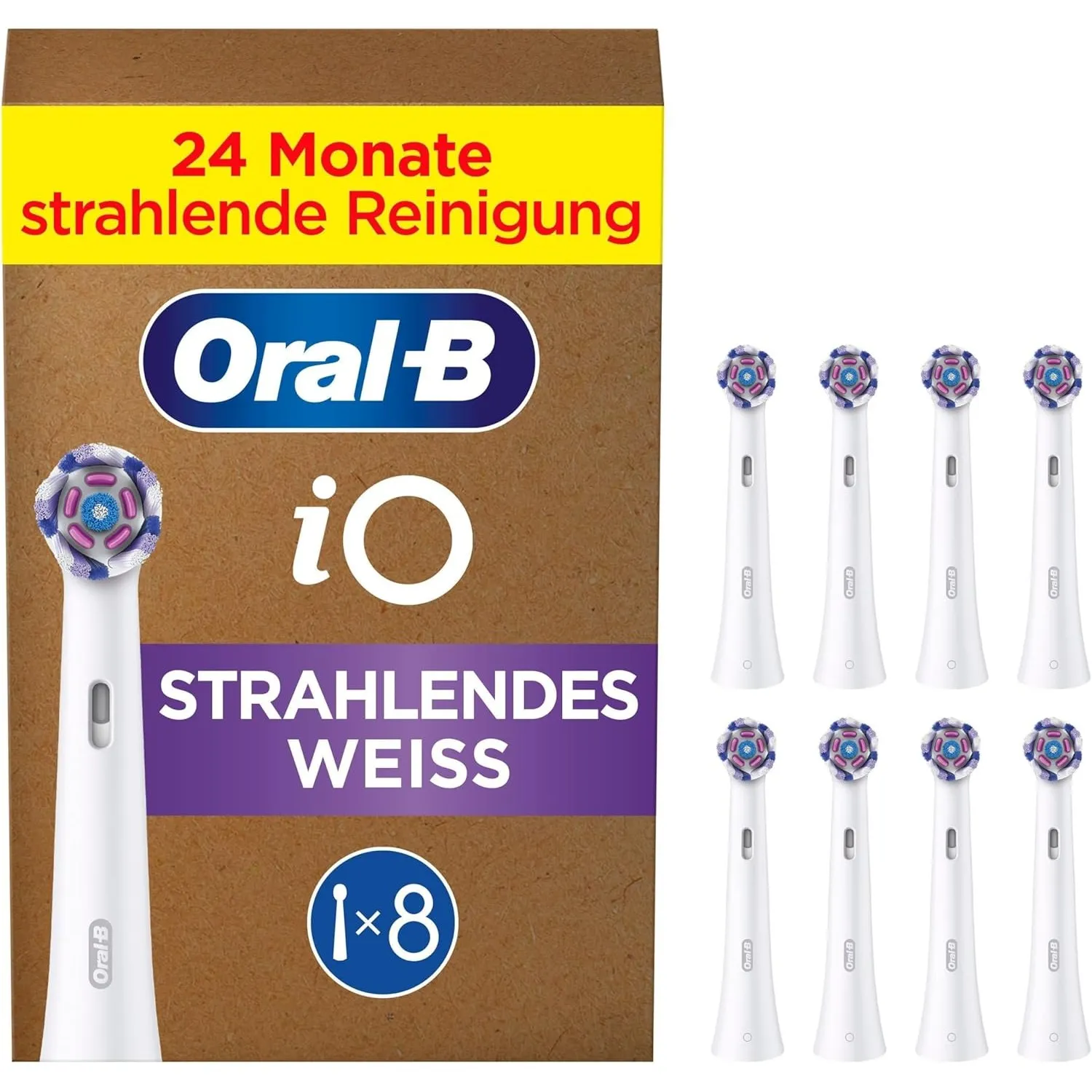 Oral-B Aufsteckbürsten iO Strahlendes Weiss, Weiß, 8 Stück