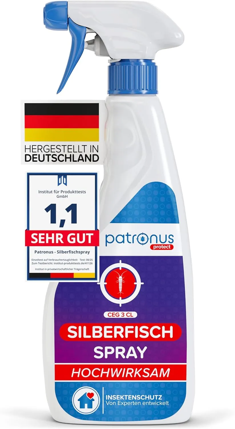 Patronus Silberfisch-Spray mit Sofortwirkung 500 ml - effektives Abwehr-Mittel gegen Silberfische & Papierfische - hoch…