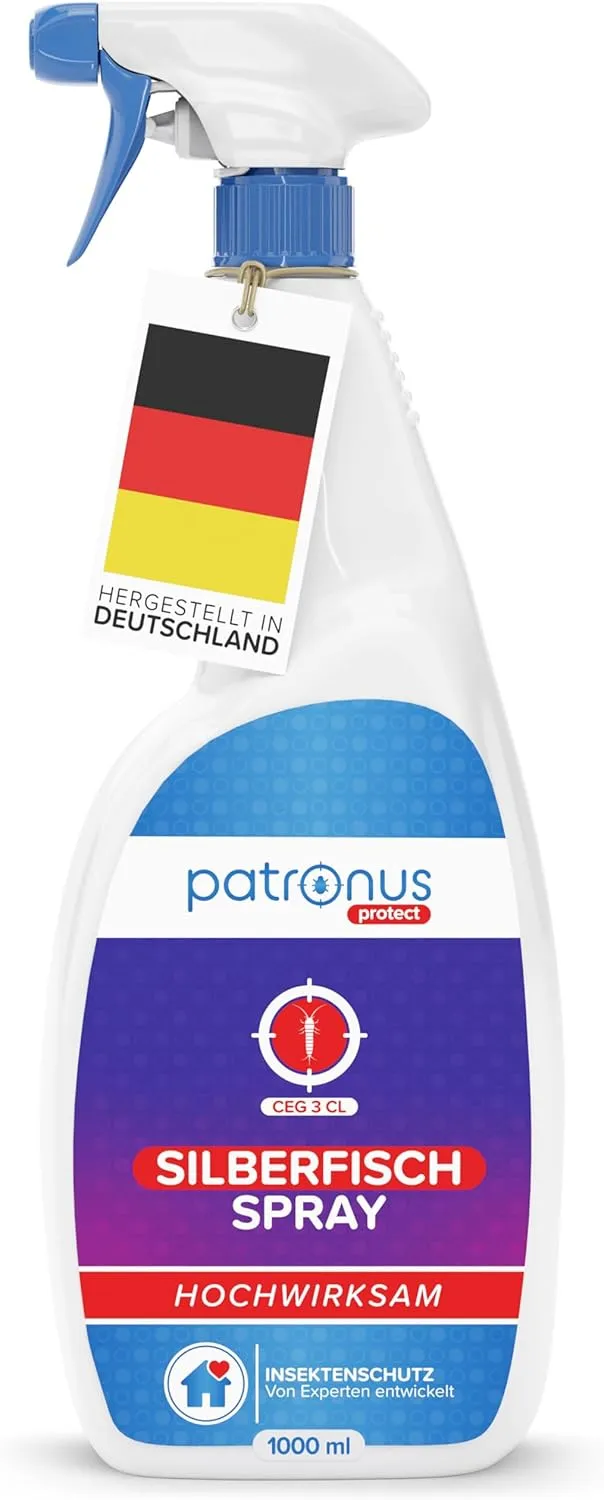 Patronus Silberfisch-Spray mit Sofortwirkung 1000 ml - effektives Abwehr-Mittel gegen Silberfische & Papierfische - hoc…