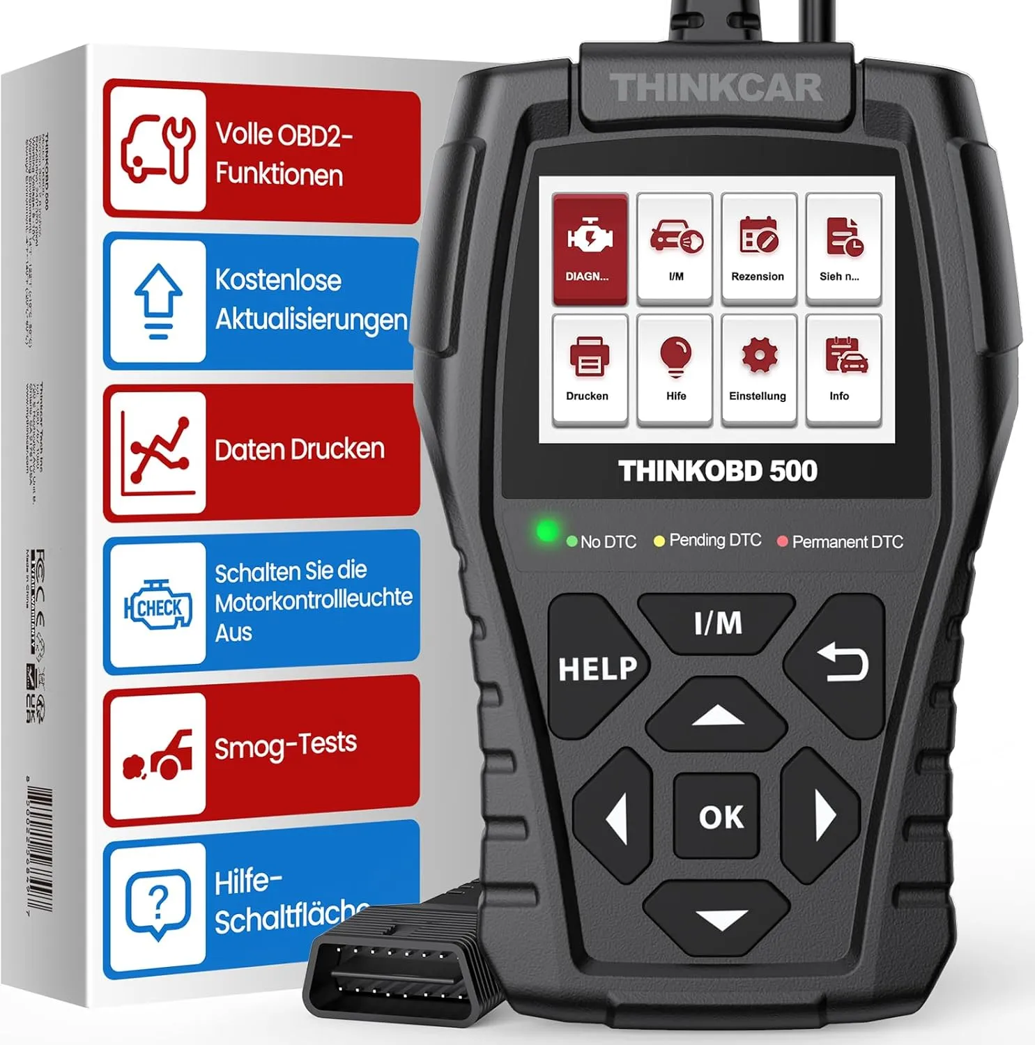 OBD2 Diagnosegerät, Große ThinkOBD500 Diagnosegerät Auto Mit Volle OBD2-Funktionen, Auto Diagnosegerät Für Motorsystem+…