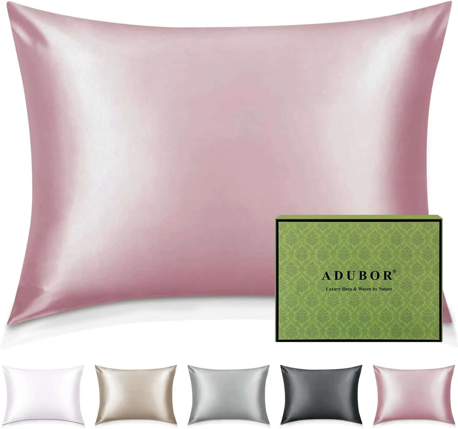 Adubor 100% Seidenkissenbezug 40x80cm für Haar und Haut, mit verstecktem Reißverschluss, beide Seiten, 22 Momme Seide, …
