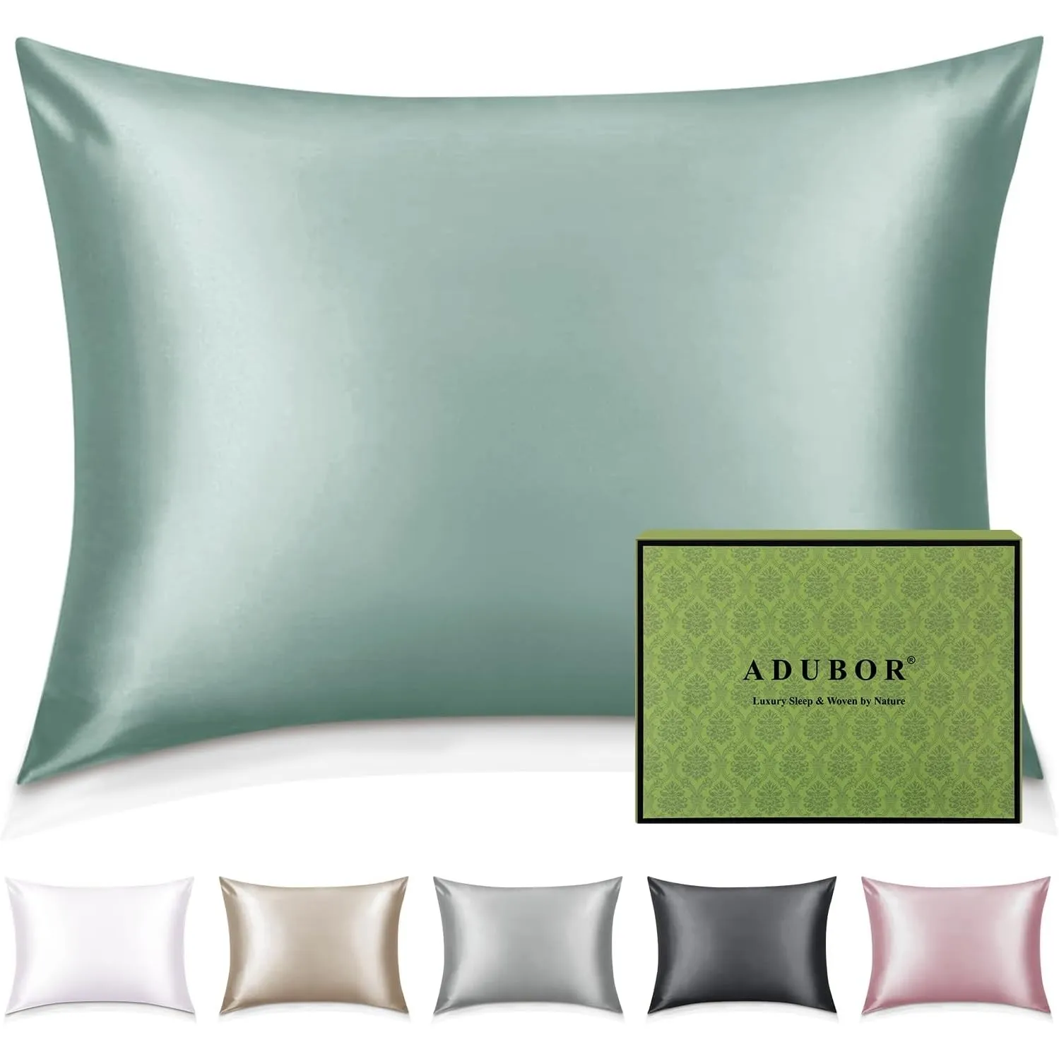 Adubor 100% Seidenkissenbezug 40x80cm für Haar und Haut mit Reißverschluss