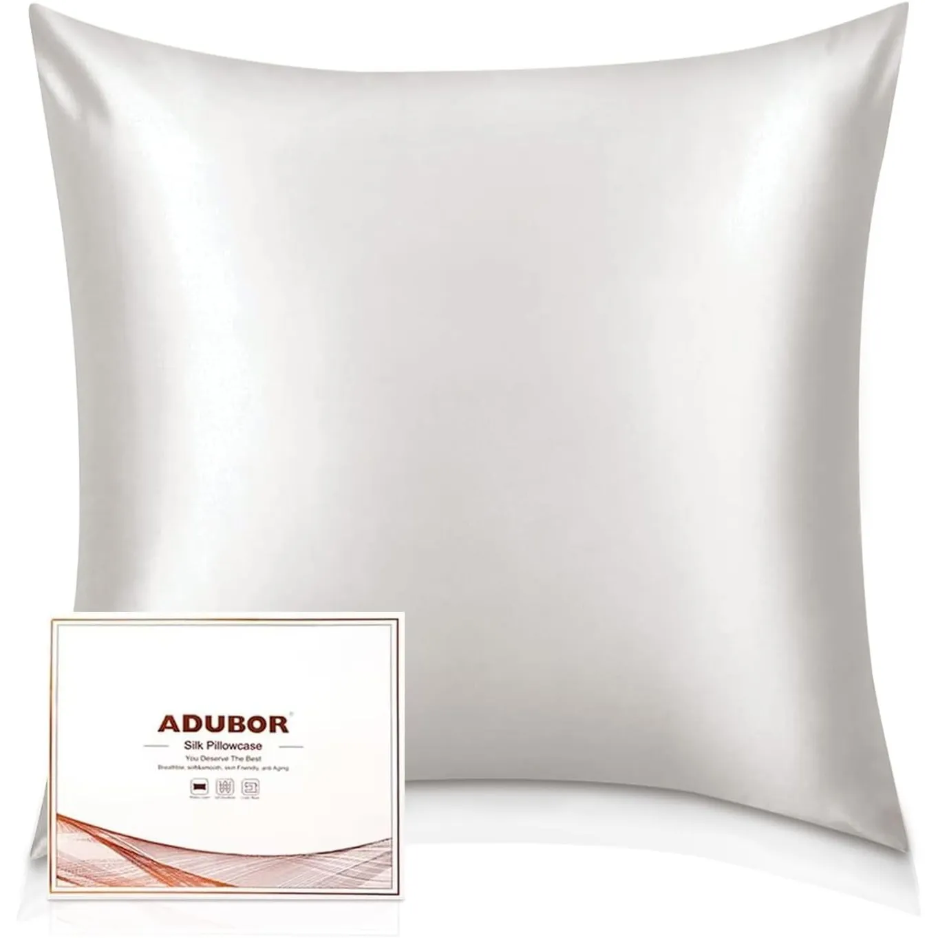 Adubor 100% Seidenkissenbezug 80x80cm für Haar und Haut mit Reißverschluss