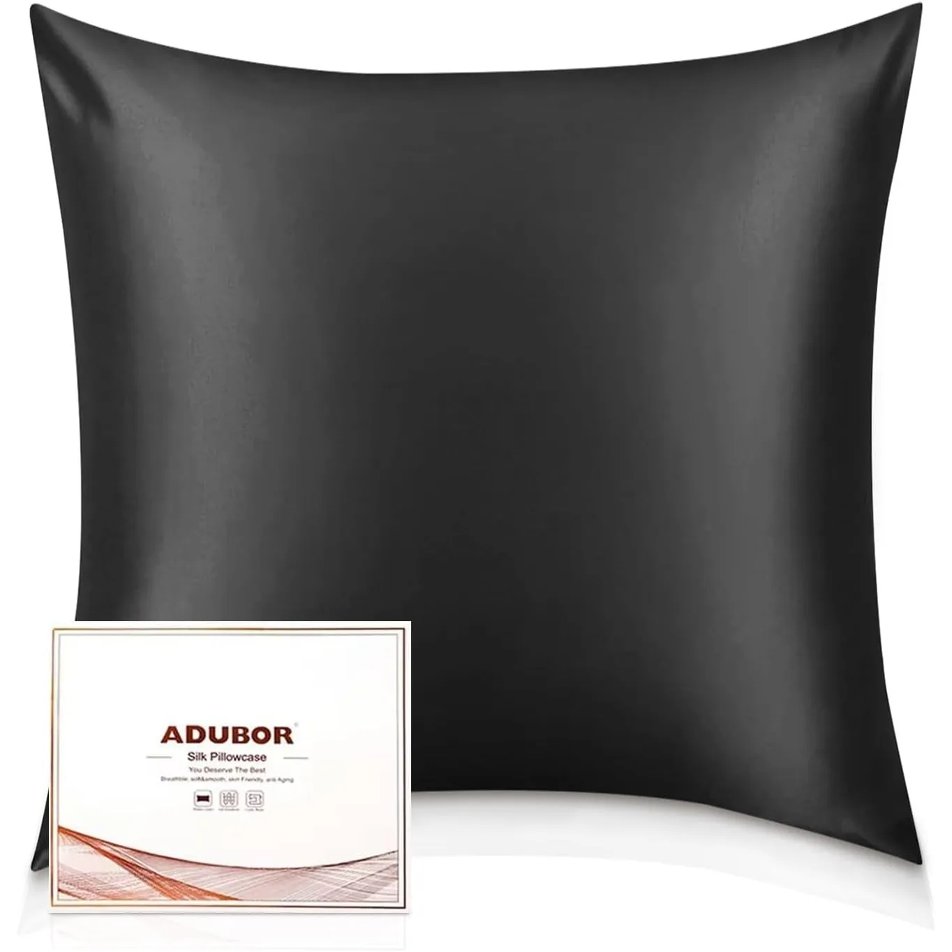 Adubor 100% Seidenkissenbezug 80x80cm für Haar und Haut, mit verstecktem Reißverschluss, beide Seiten, 23 Momme Seide, …