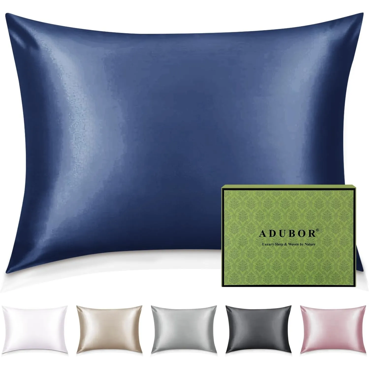 Adubor 100% Seidenkissenbezug 40x80cm für Haar und Haut, mit verstecktem Reißverschluss, beide Seiten, 23 Momme Seide, …