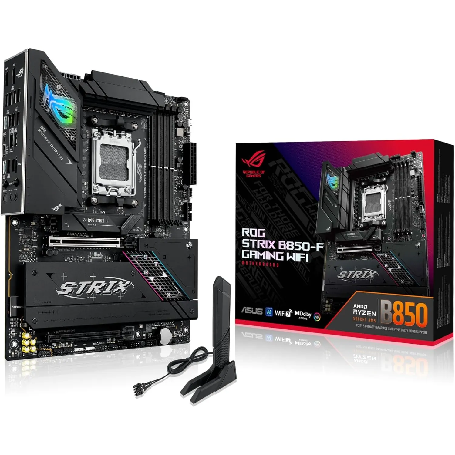ASUS ROG Strix B850-F Gaming WiFi Mainboard Sockel AMD AM5 (AMD B850, ATX, DDR5 Speicher, PCIe 5.0, WiFi 7, 2X PCIe 4.0…