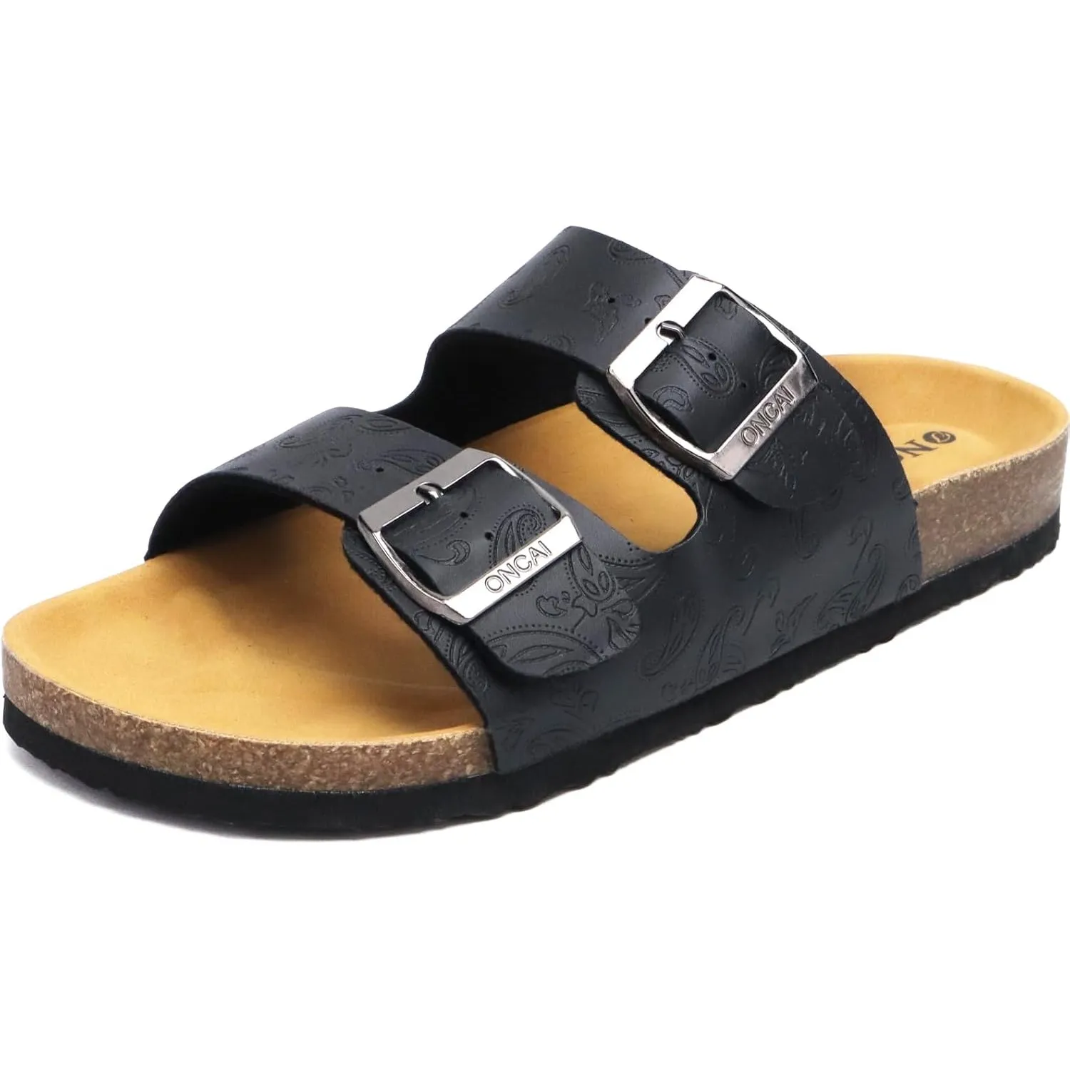 ONCAI Sandalen Damen Kork-Fußbett Pantoletten Damen Flach Rutschfest Sommer Badelatschen Mit Verstellbarer Rieme Größe …