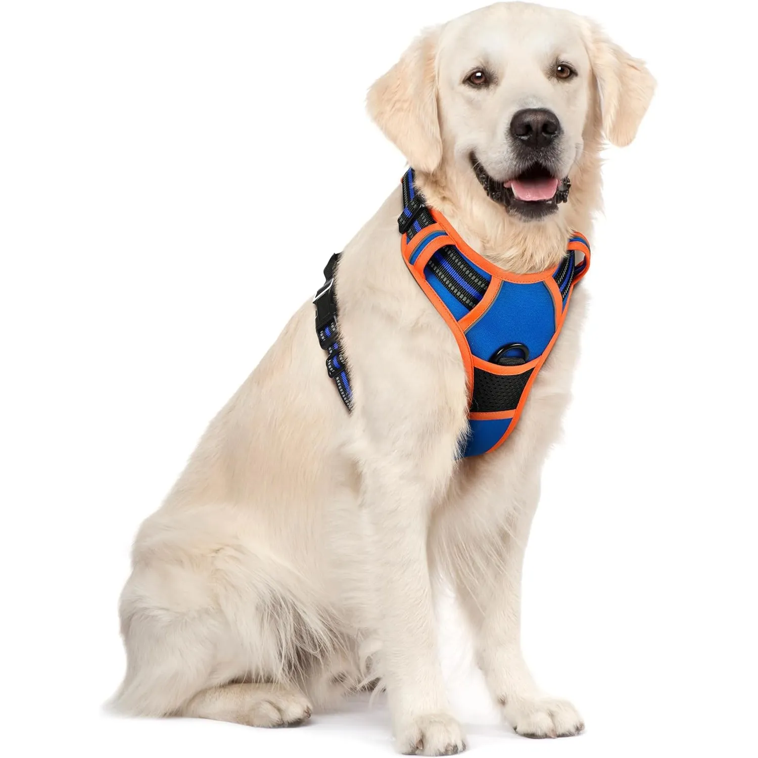 rabbitgoo Hundegeschirr Grosse Hunde Anti Zug mit Griff, XL, Blau & Orange | No Pull & Individuell Anpassbar, Atmungsak…