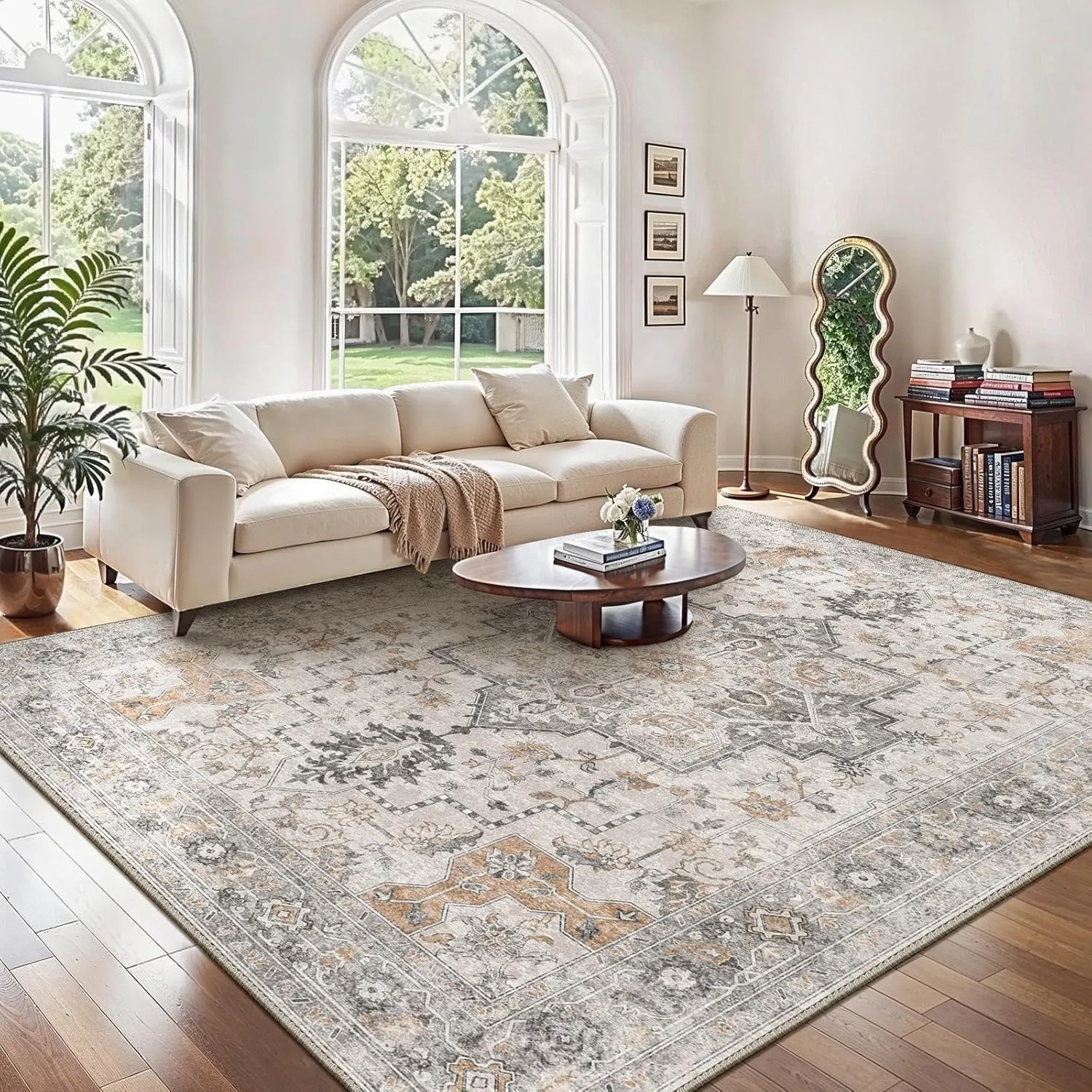 GENIMO Vintage Teppich 200x290cm, Extra Große Teppiche, Wohnzimmer Teppiche, Boho Teppich, Großer Carpet rutschfest, Sc…
