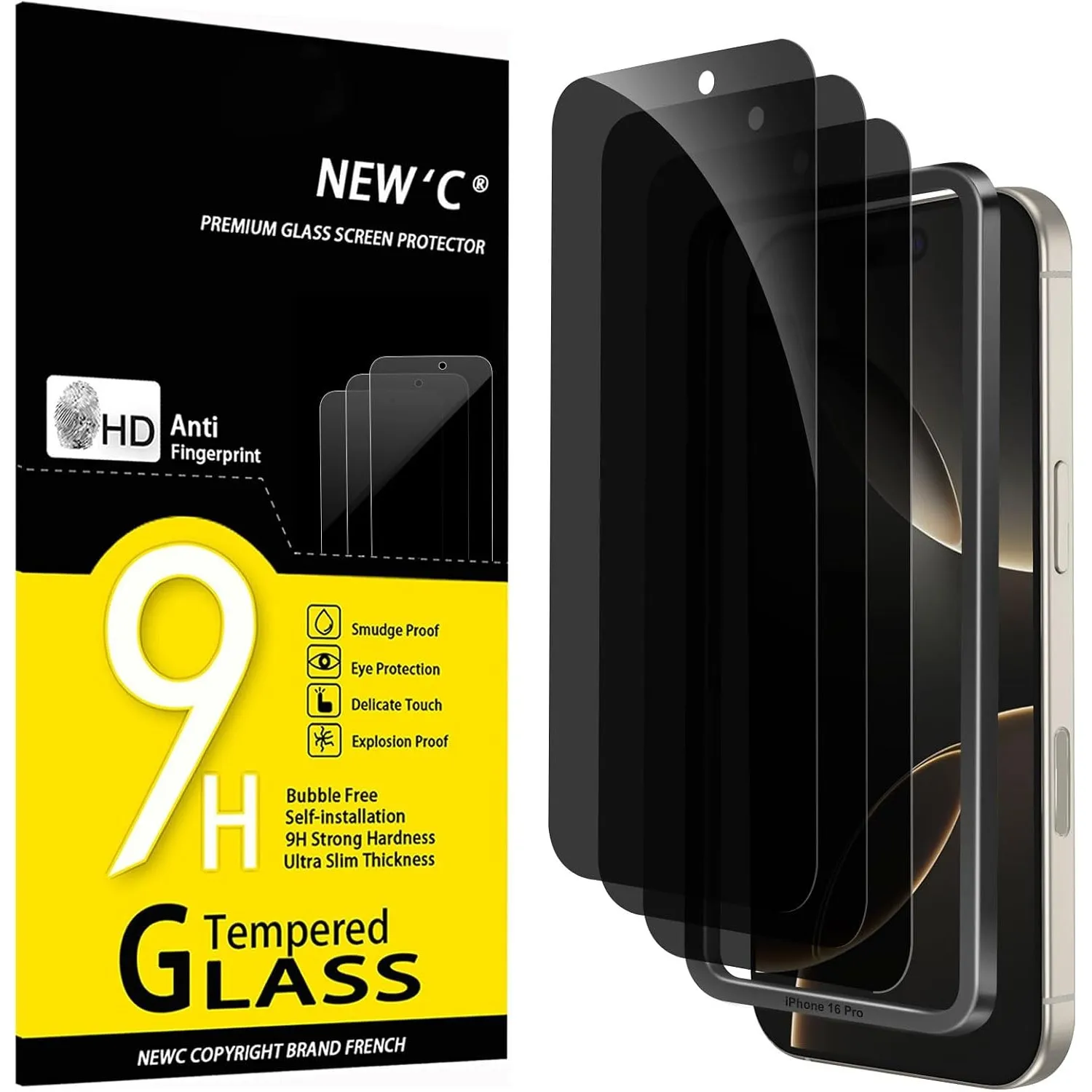 NEW'C für iPhone 17, iPhone 17 Pro/16 Pro für Panzerglas Sichtschutz
