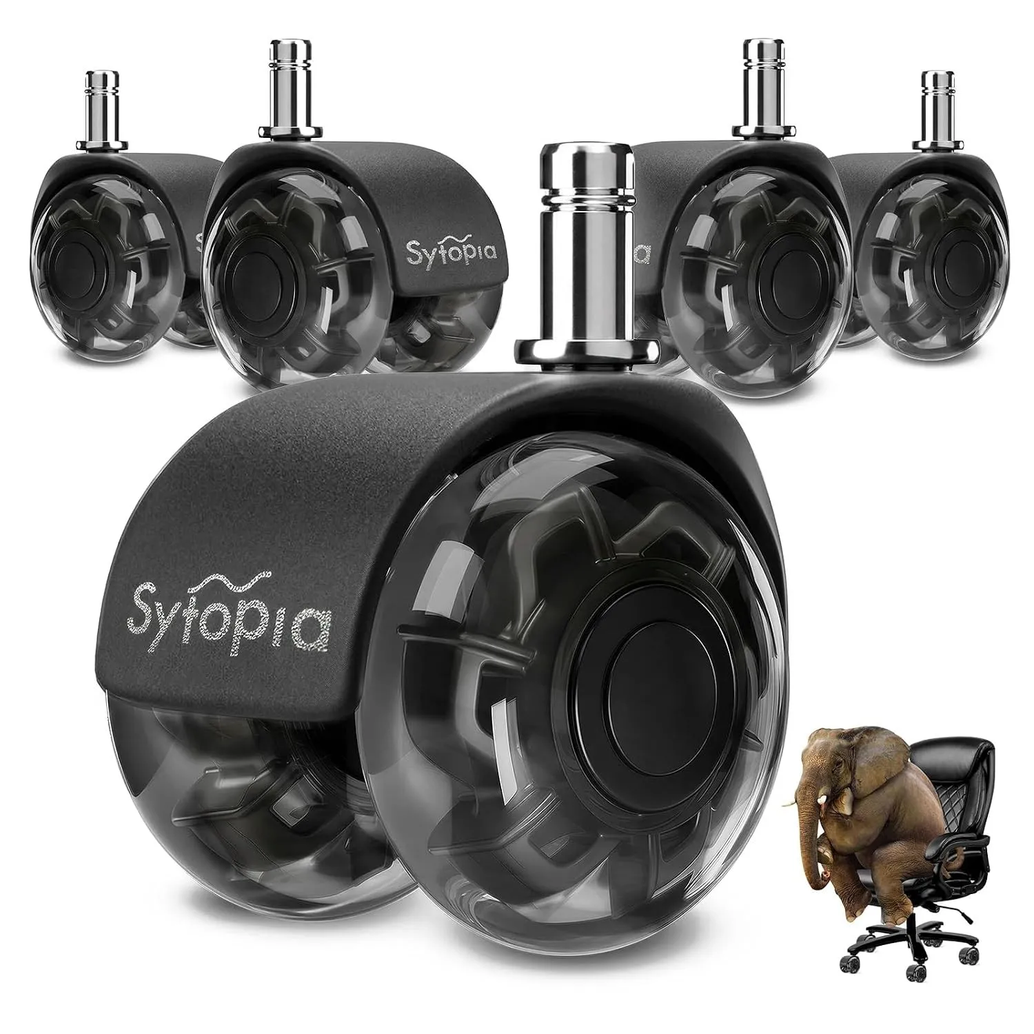 Sytopia Bürostuhl Rollen, 5er Set Rollen für Bürostühle, 11x22mm Hartbodenrollen für Bürostuhl Stuhlrollen Ersetzen Bod…