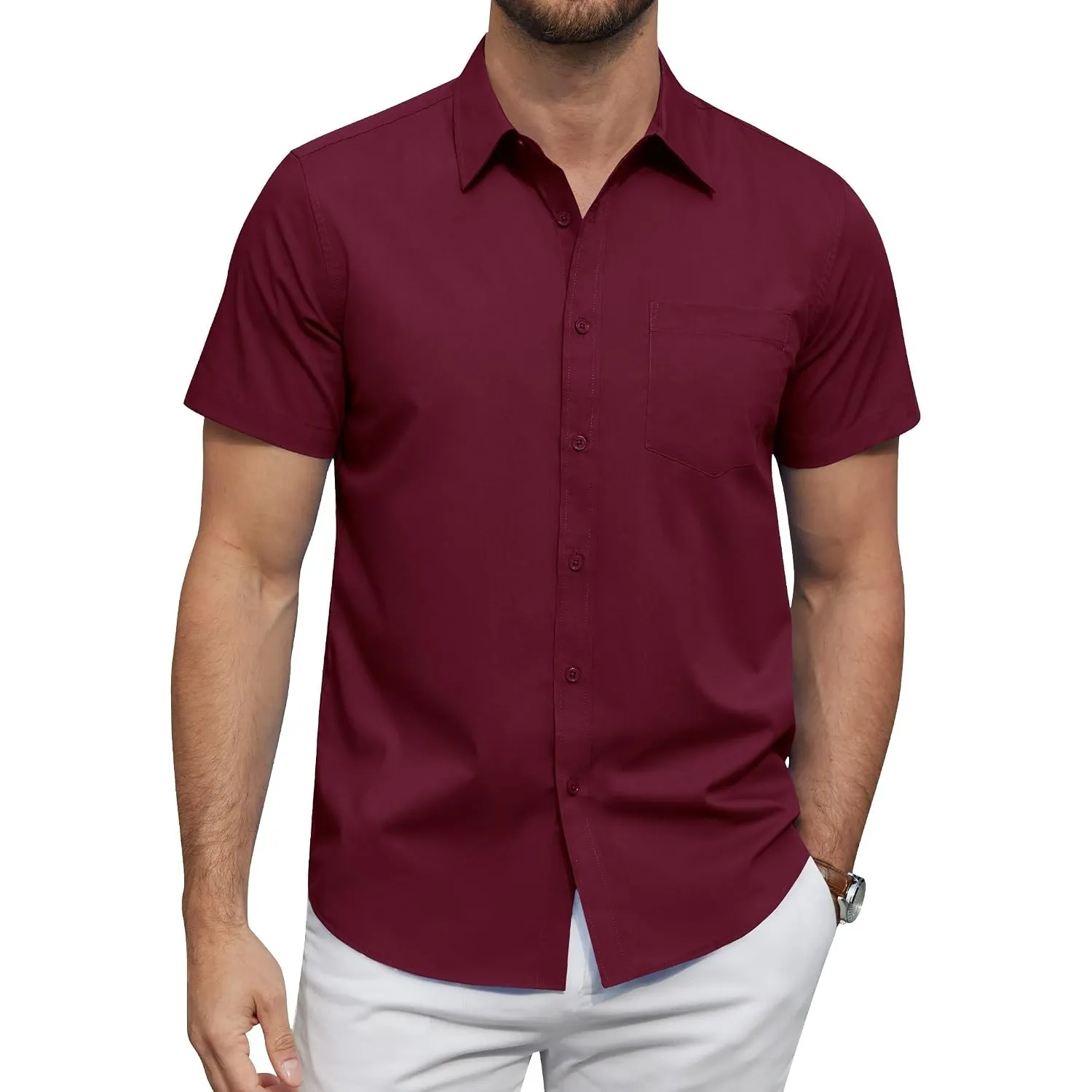 J.VER Hemd Herren Kurzarm Businesshemd Regular Fit Oberhemden Sommer Shirt