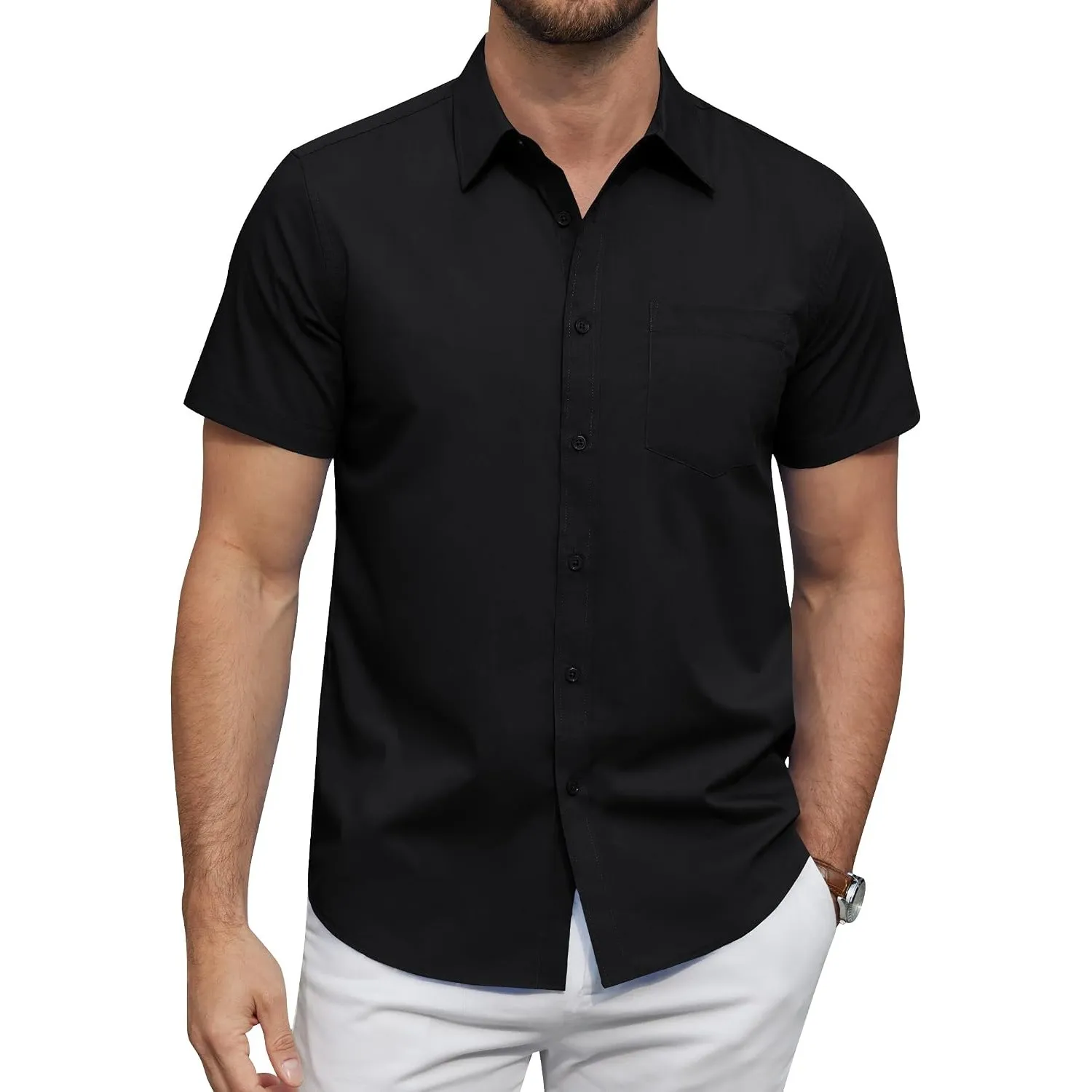 J.VER Hemd Herren Kurzarm Businesshemd Regular Fit Oberhemden Sommer Shirt