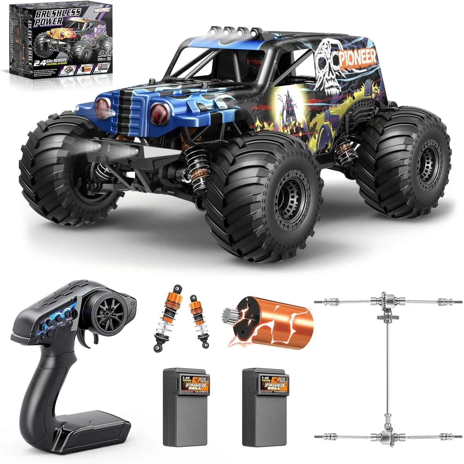 Ferngesteuertes Auto Erwachsene 1:14 Brushless RC Auto / RC Car 4WD 52 km/h | All-Terrain Offroad MonsterTruck,mit Öldr…