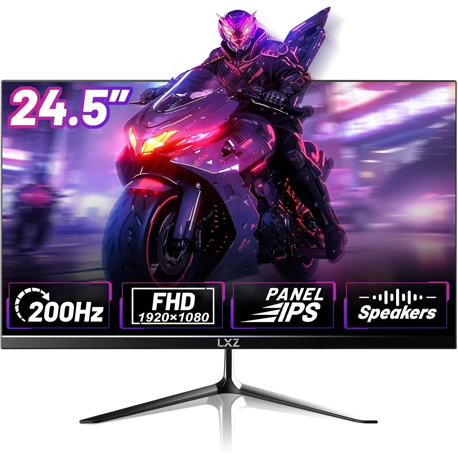 LXZ 24.5 Zoll Gaming Monitor 200Hz, FHD 1920x1080 PC Bildschirm, IPS-Panel 1ms, Integrierte Lautsprecher, DP/HDMI, Eye …