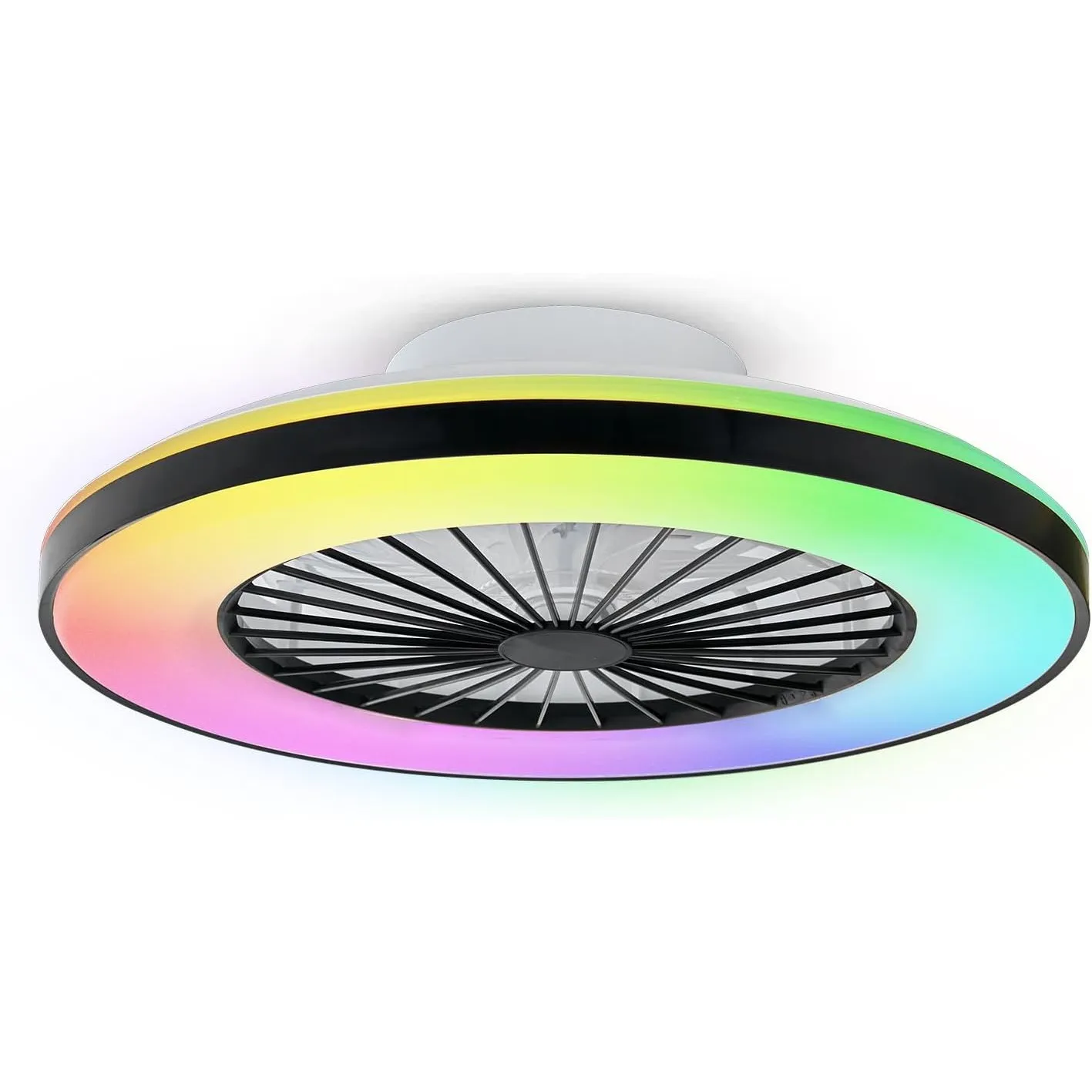moderne Smart-LED-Deckenleuchte mit Ventilator, RGB Deckenventilator-Leuchten, 6 Lüftungsgeschwindigkeiten, stufenlos d…
